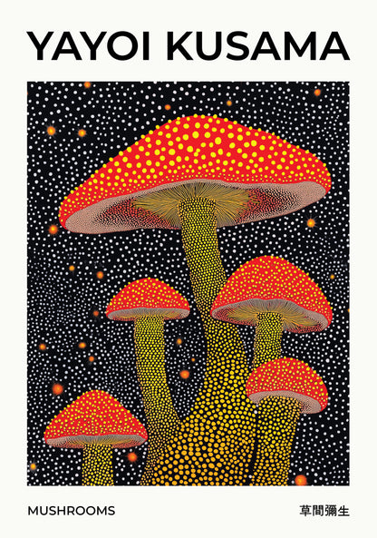 Yayoi Kusama Mushrooms Poster