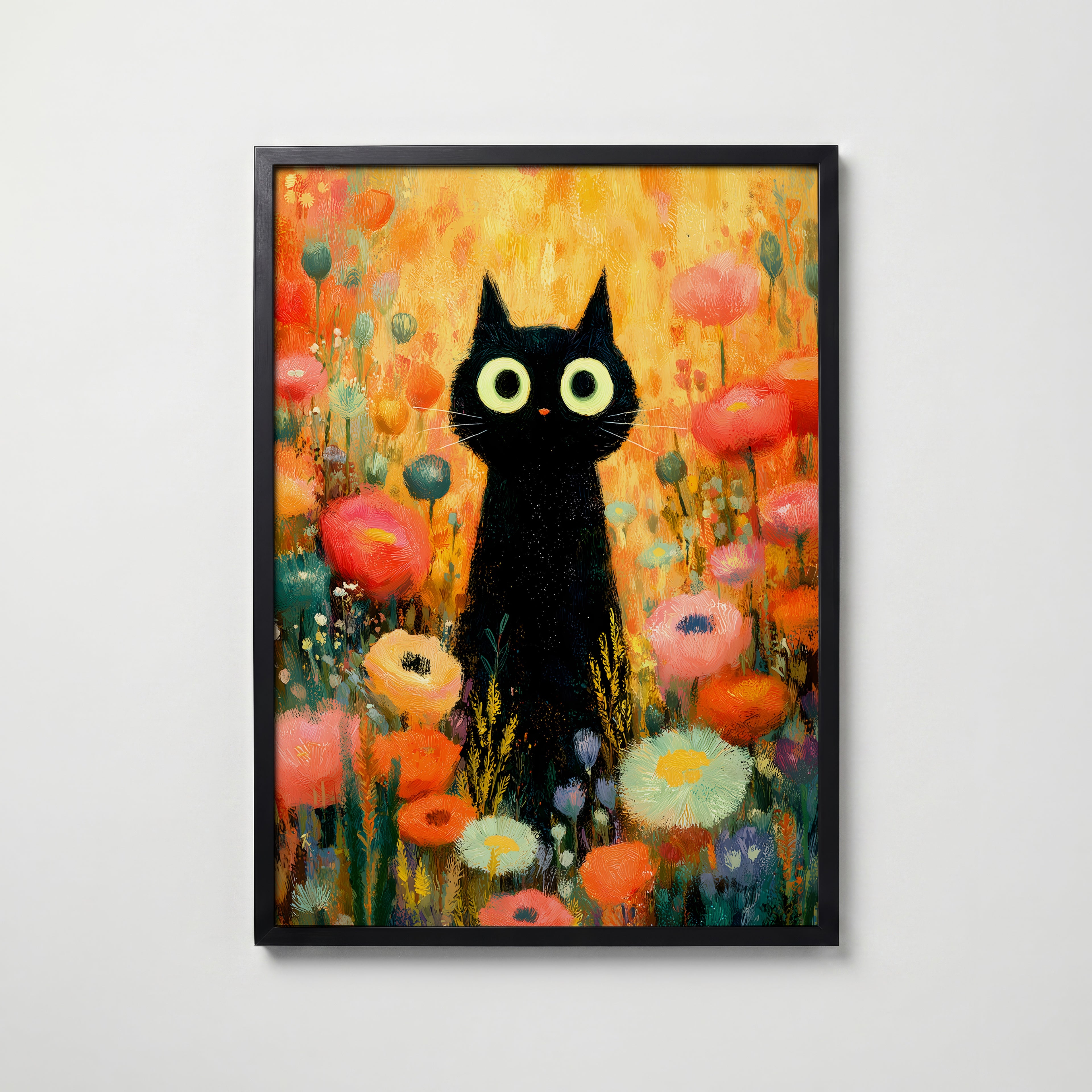 Midnight Bloom Cat Poster