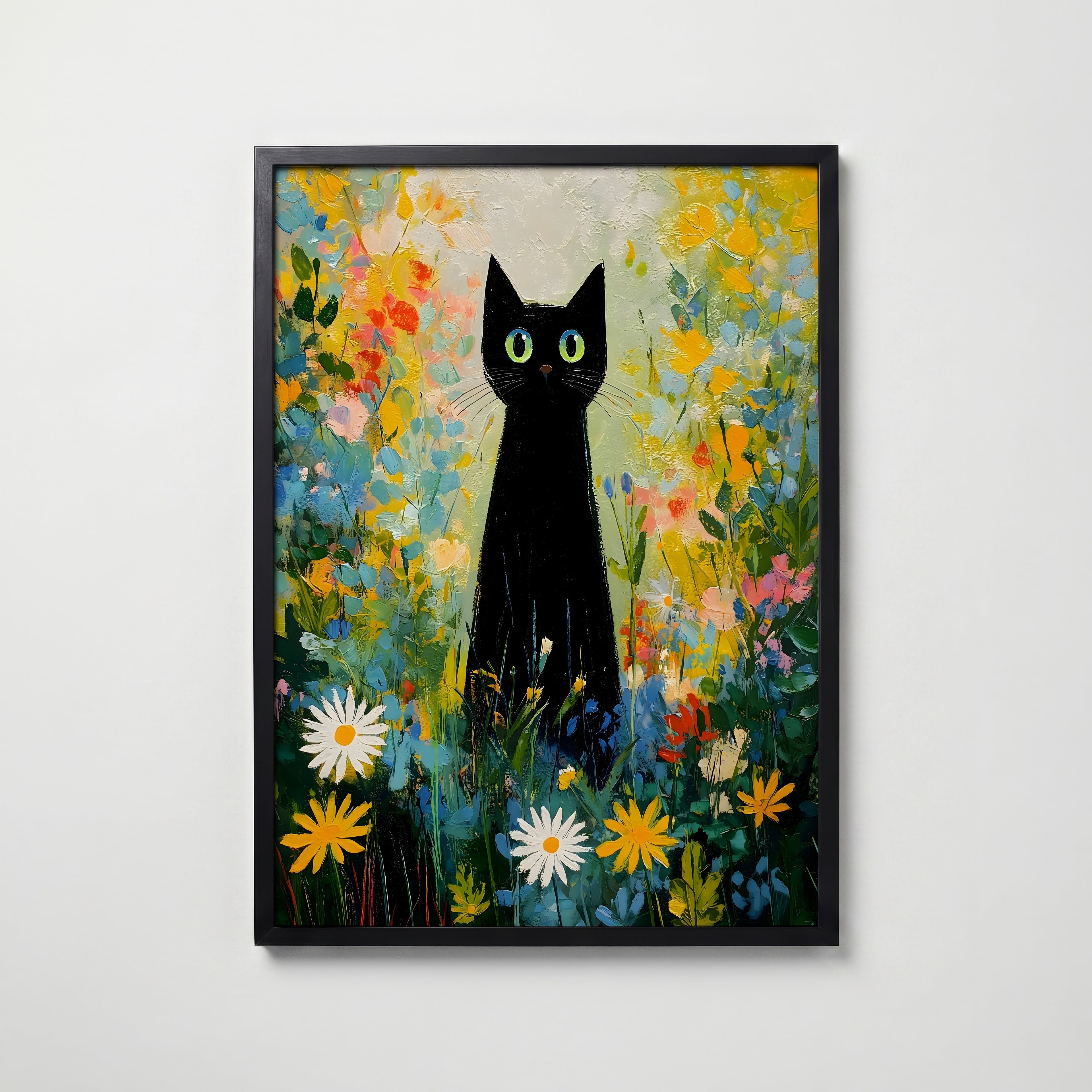 Midnight Garden Cat Poster – köp affisch till hemmet – Bozetto väggdekoration