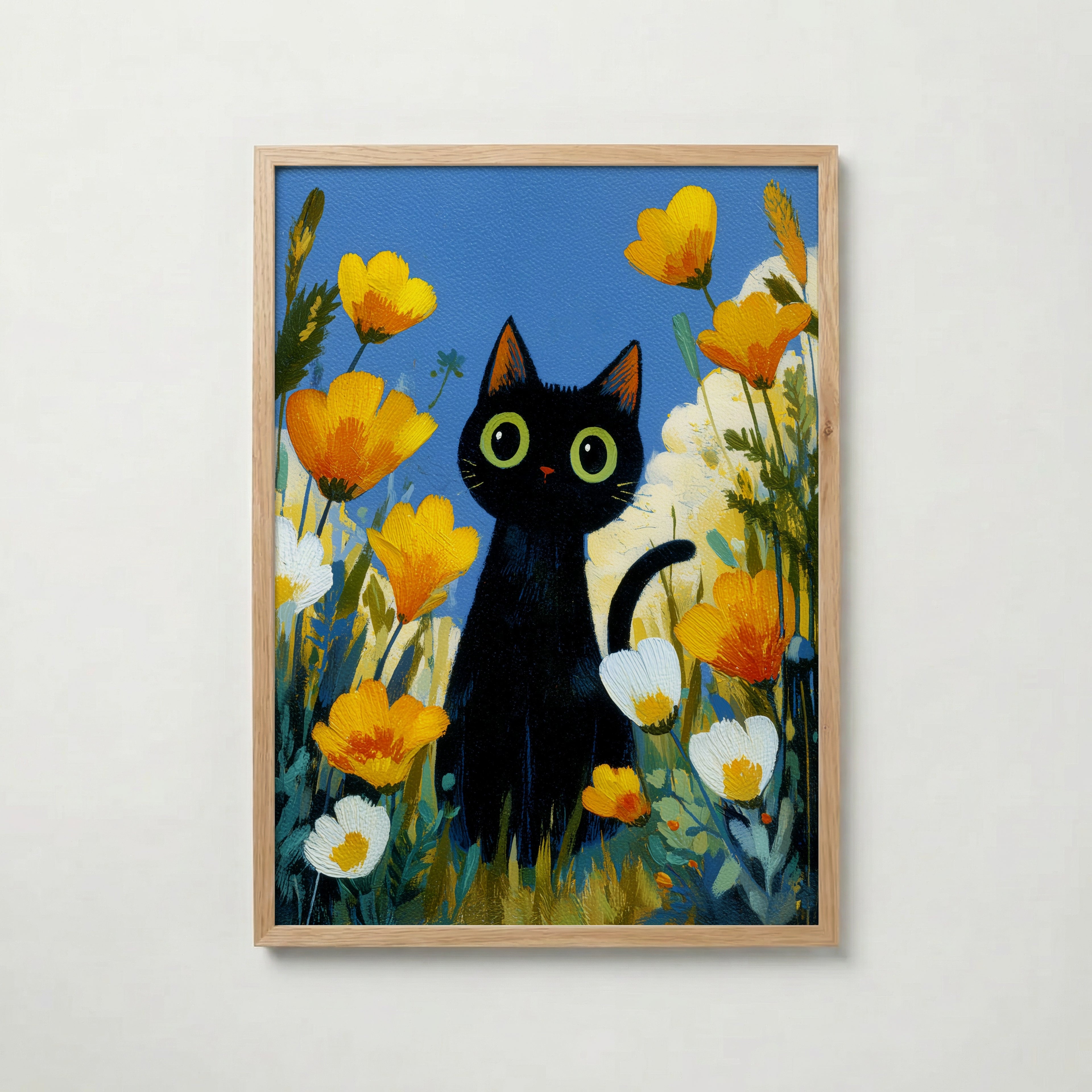 Midnight Meadow Cat Poster