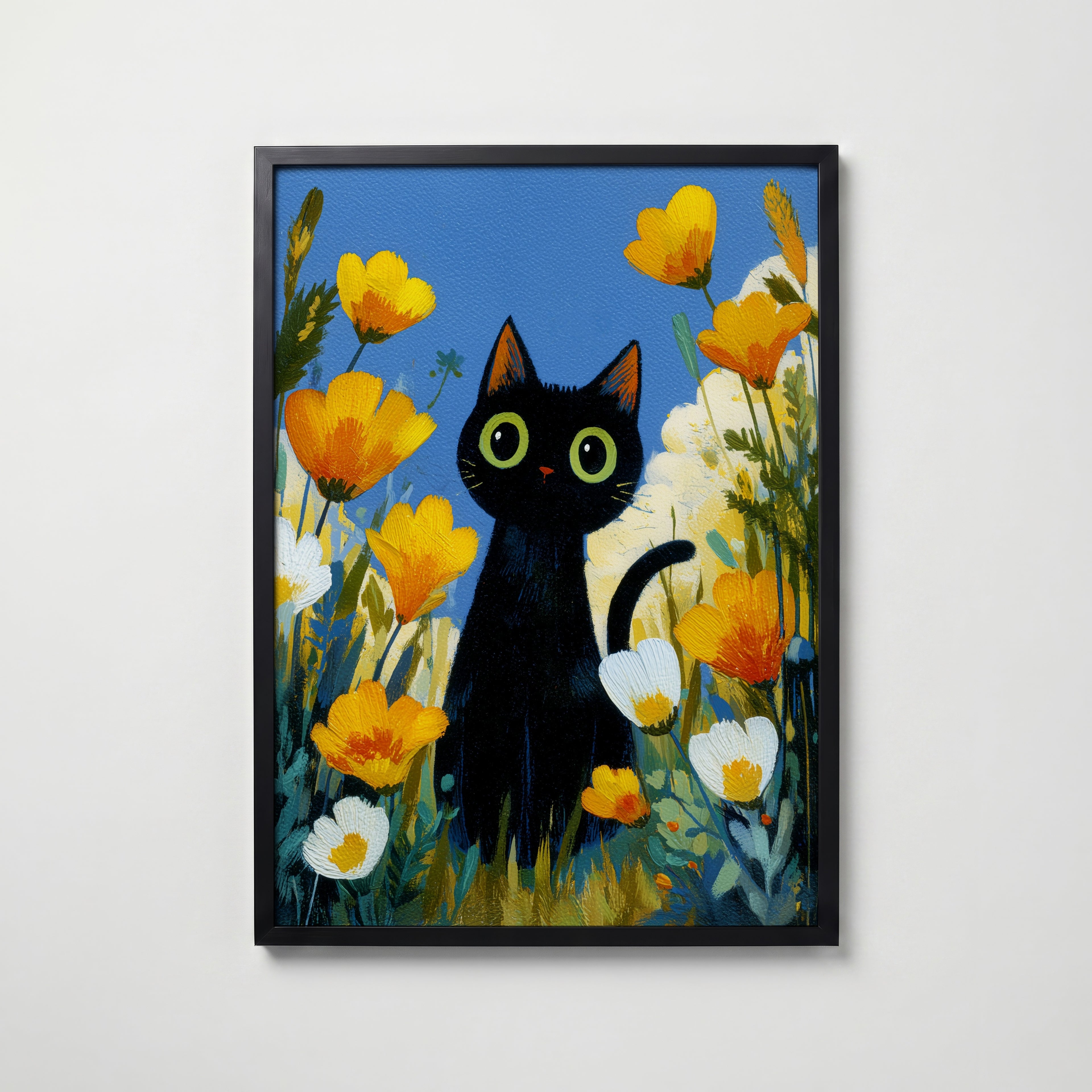 Midnight Meadow Cat Poster