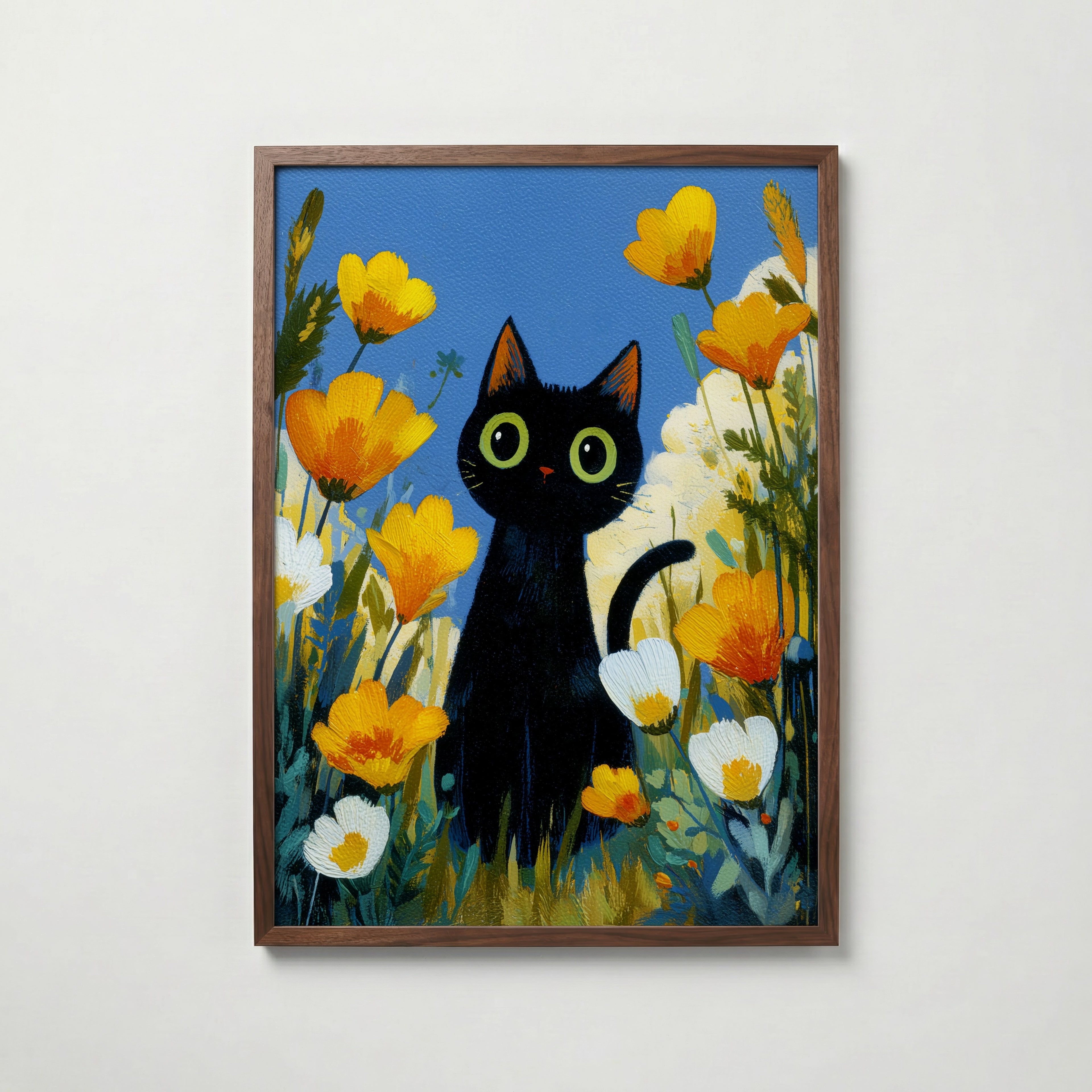 Midnight Meadow Cat Poster