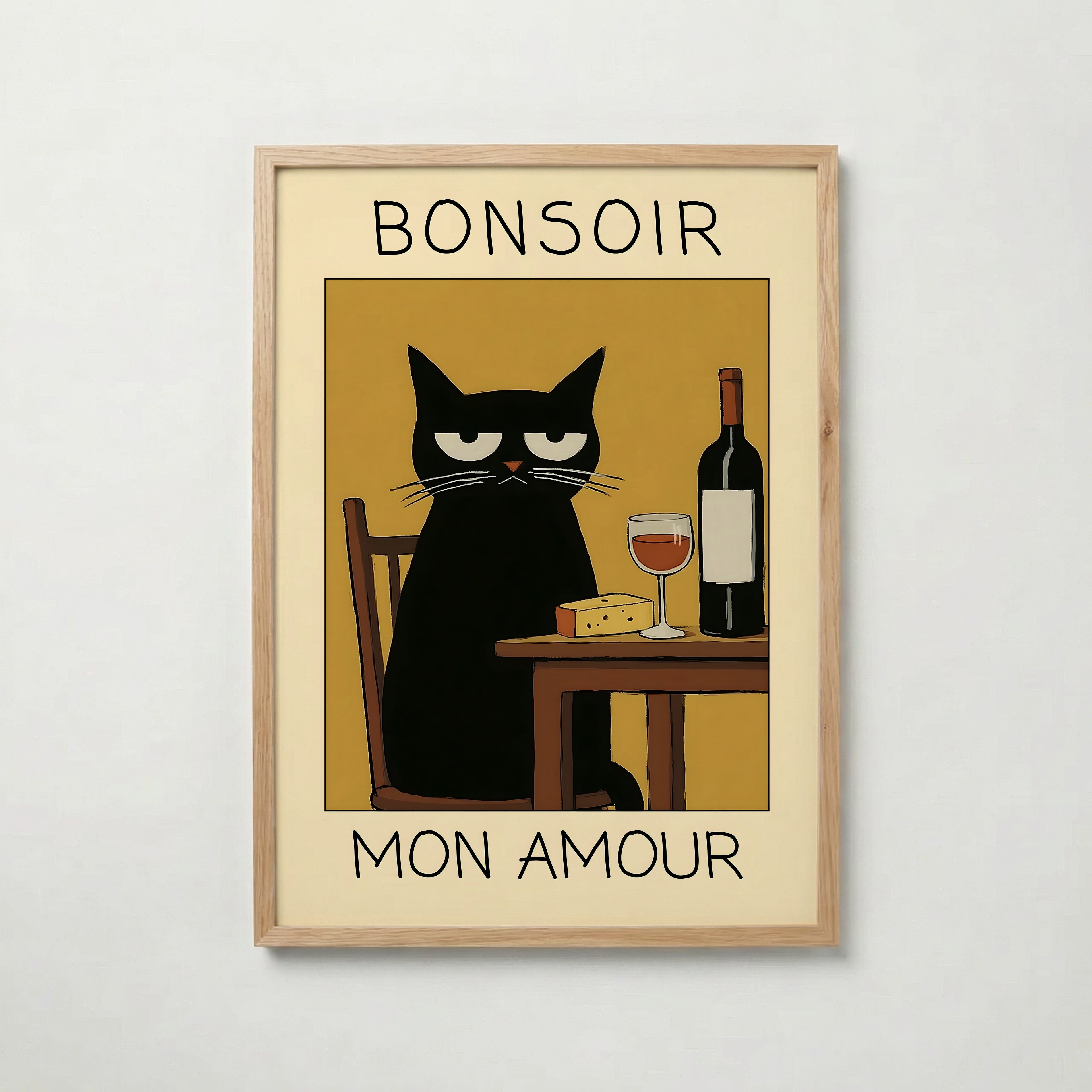 Midnight Wine Cat Poster affisch – köp poster online – Bozetto väggdekoration