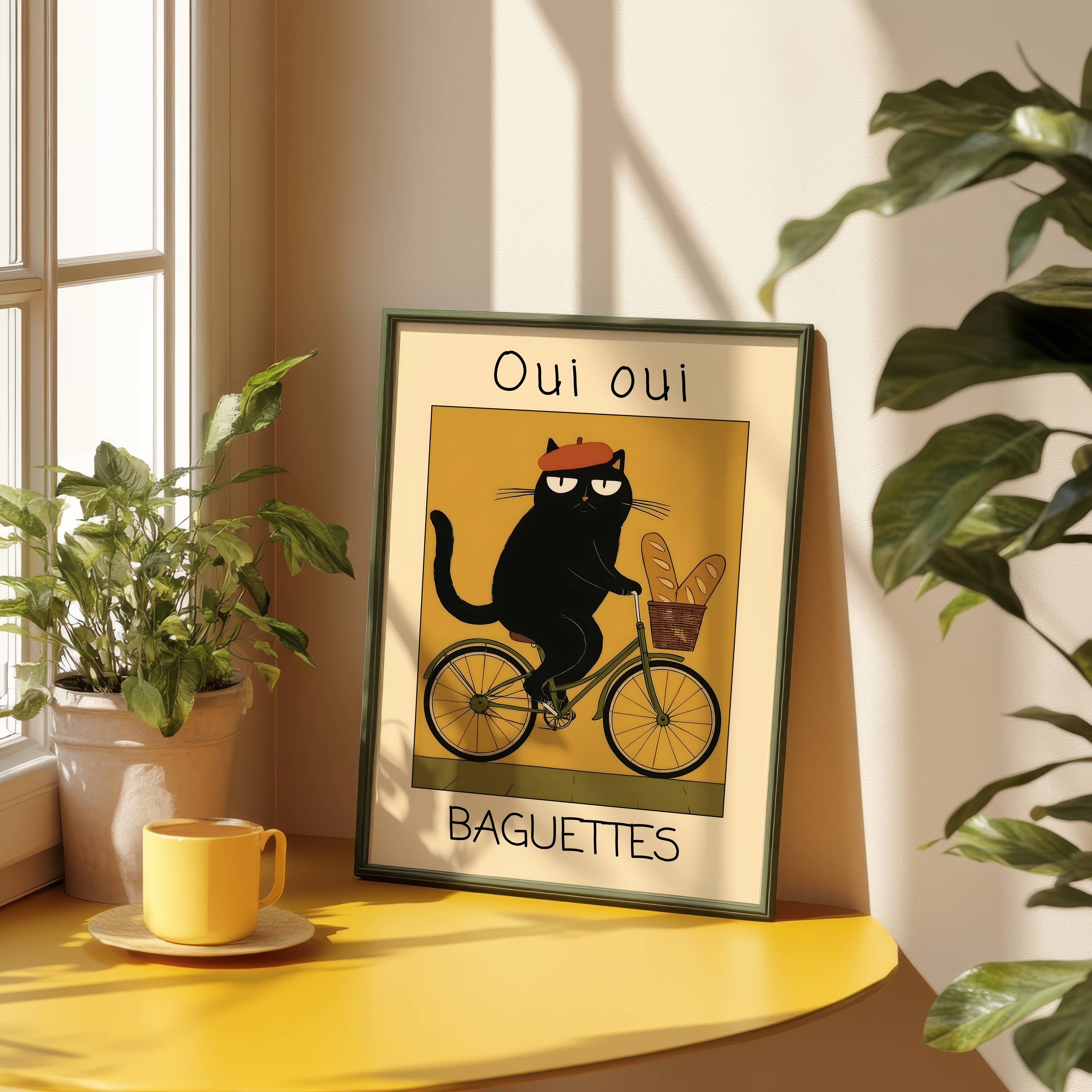 French Baguette Cat Poster – poster på vägg inredning