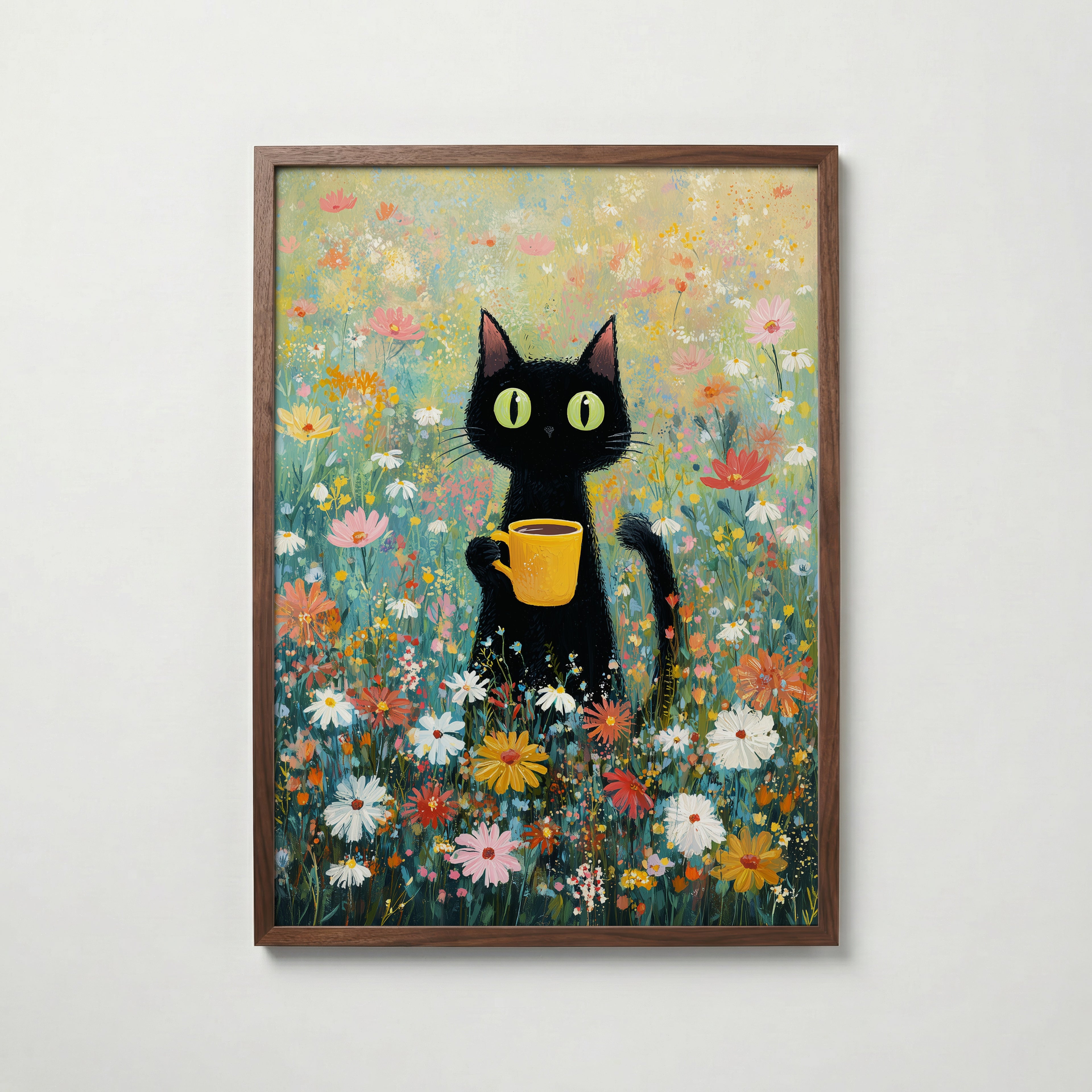 Morning Coffee Cat Poster affisch – stilren väggdekoration – Bozetto posters