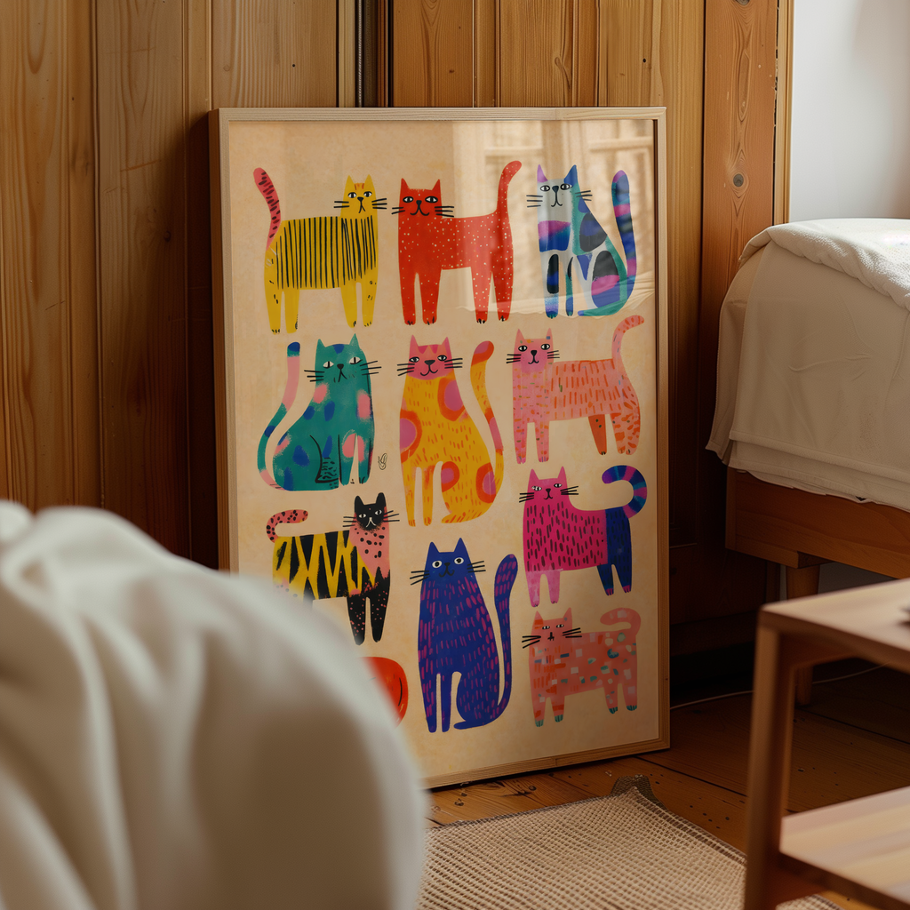 Colorful Cat Parade Poster