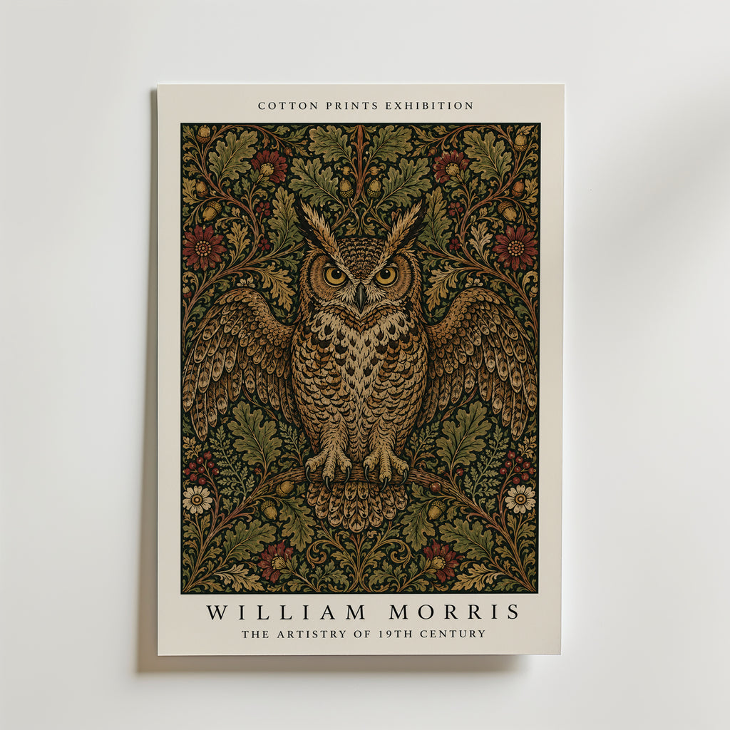 Owl in the Oaks William Morris Poster