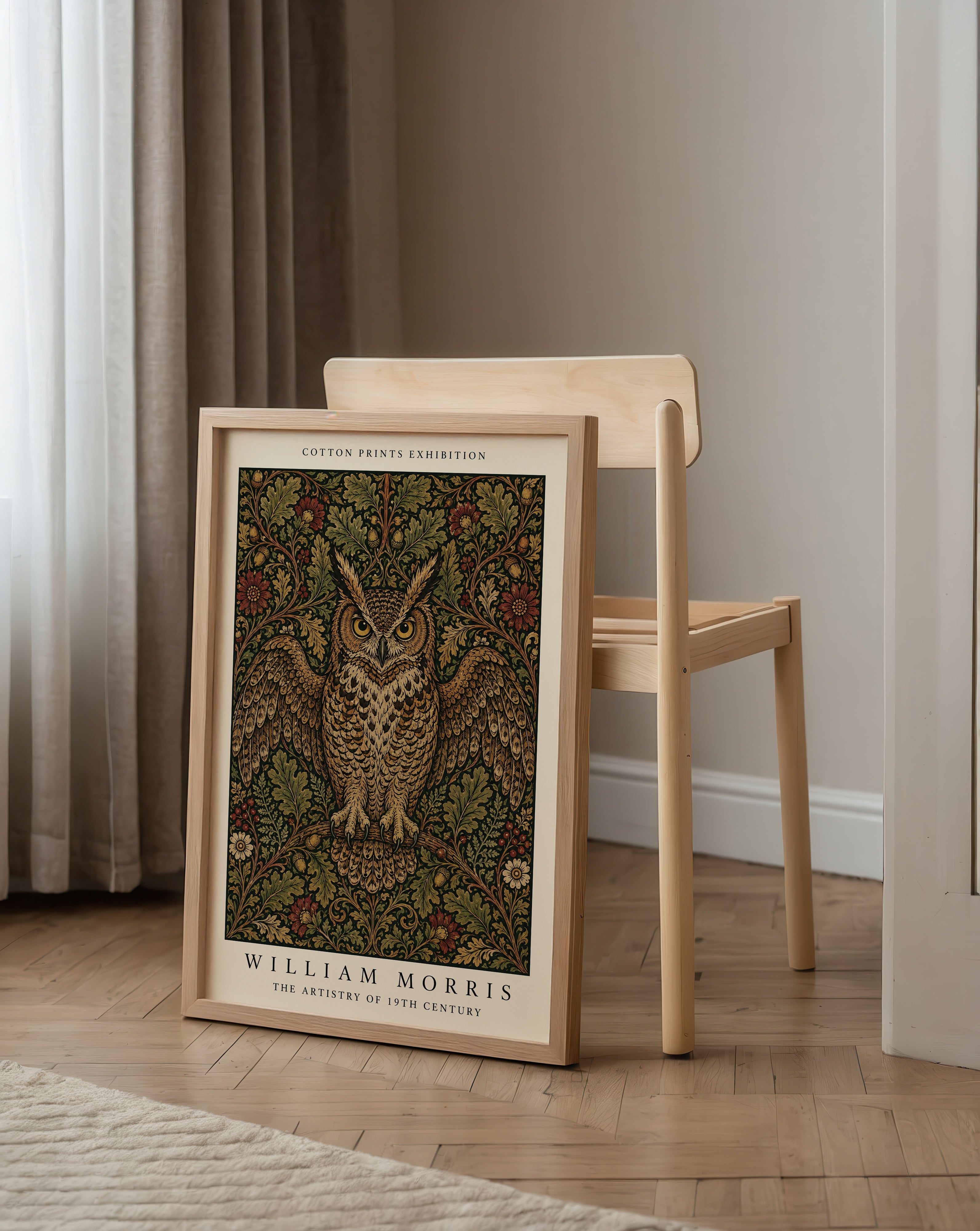 Owl in the Oaks William Morris Poster