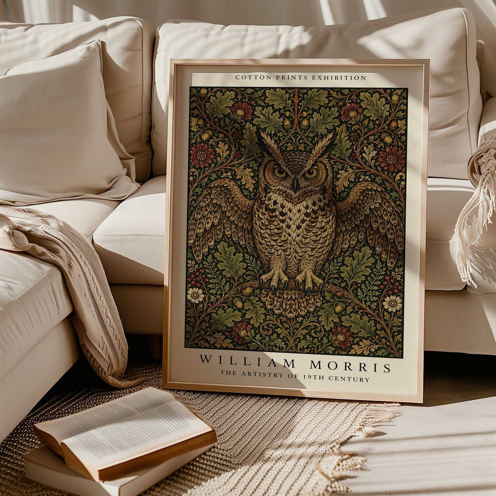 Owl in the Oaks William Morris Poster
