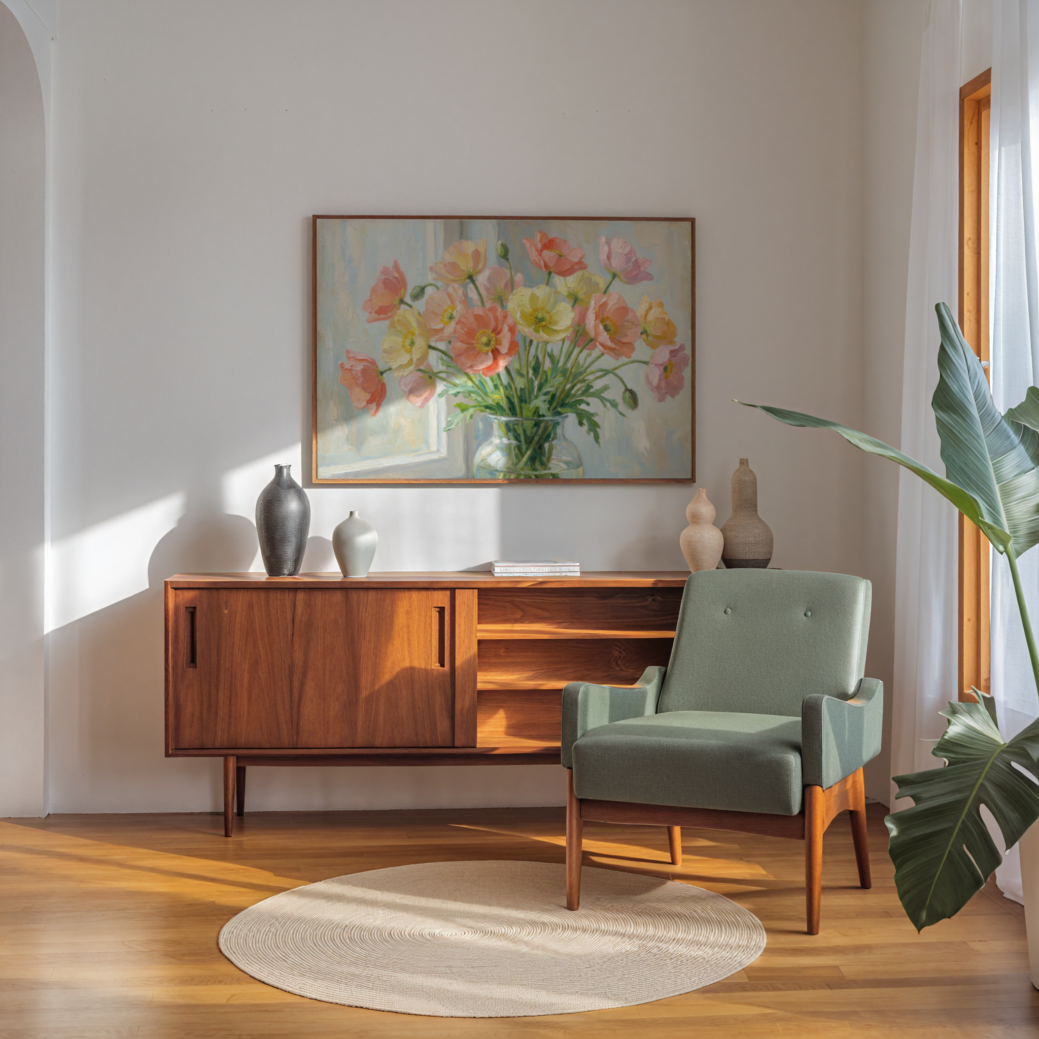 Pastel Poppy Bouquet Poster – poster på vägg inredning