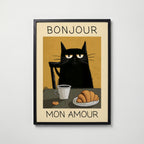 Parisian Cat Breakfast Poster – köp affisch till hemmet – Bozetto väggdekoration