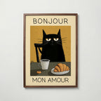 Parisian Cat Breakfast Poster affisch – stilren väggdekoration – Bozetto posters