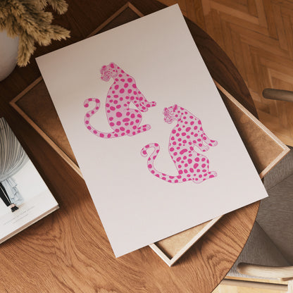 Pink Leopard Twins Poster