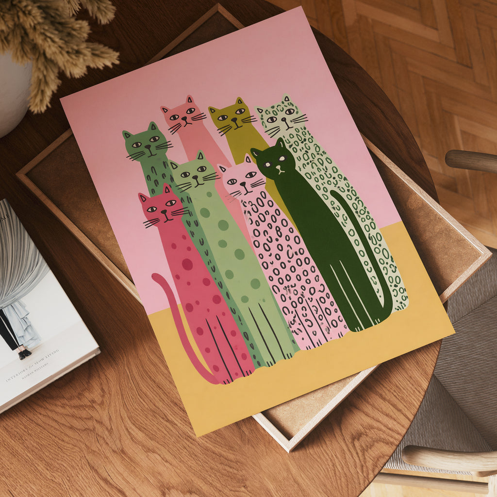 Colorful Cat Lineup Poster