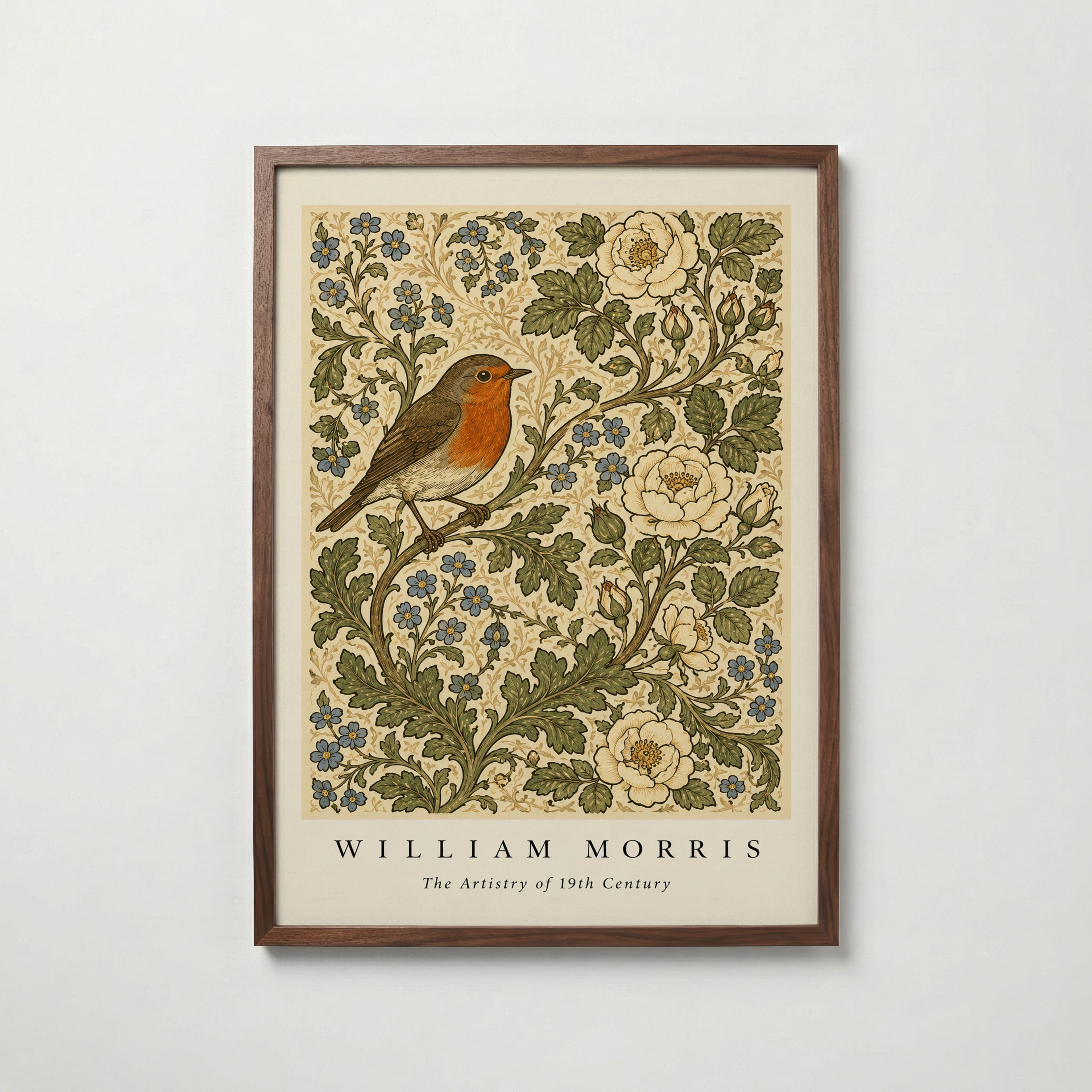 Robin Among Roses William Morris Poster