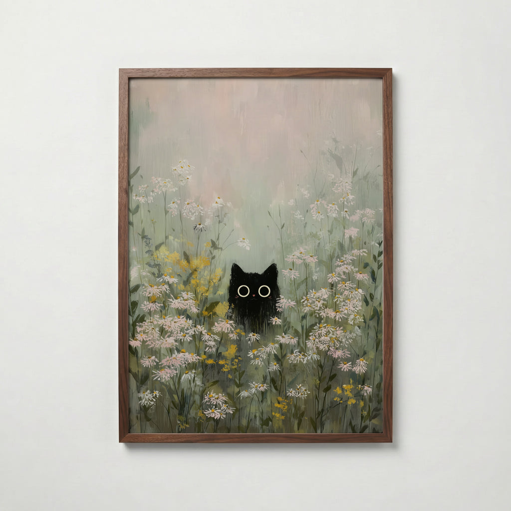 Silent Meadow Cat Poster – köp affisch till hemmet – Bozetto väggdekoration