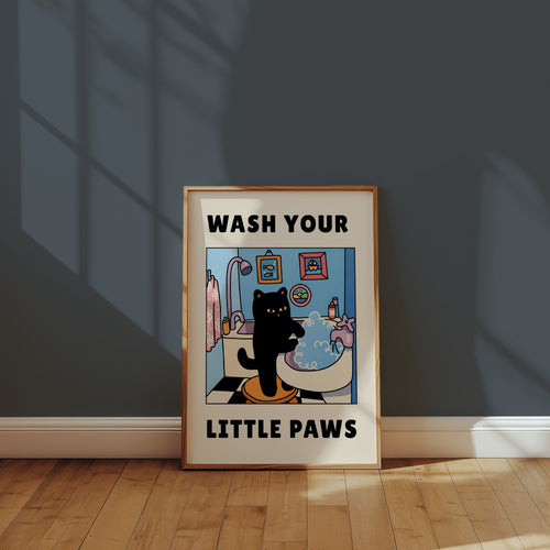 Wash Your Little Paws affisch i ram i inrett rum – Bozetto väggkonst i hög kvalitet