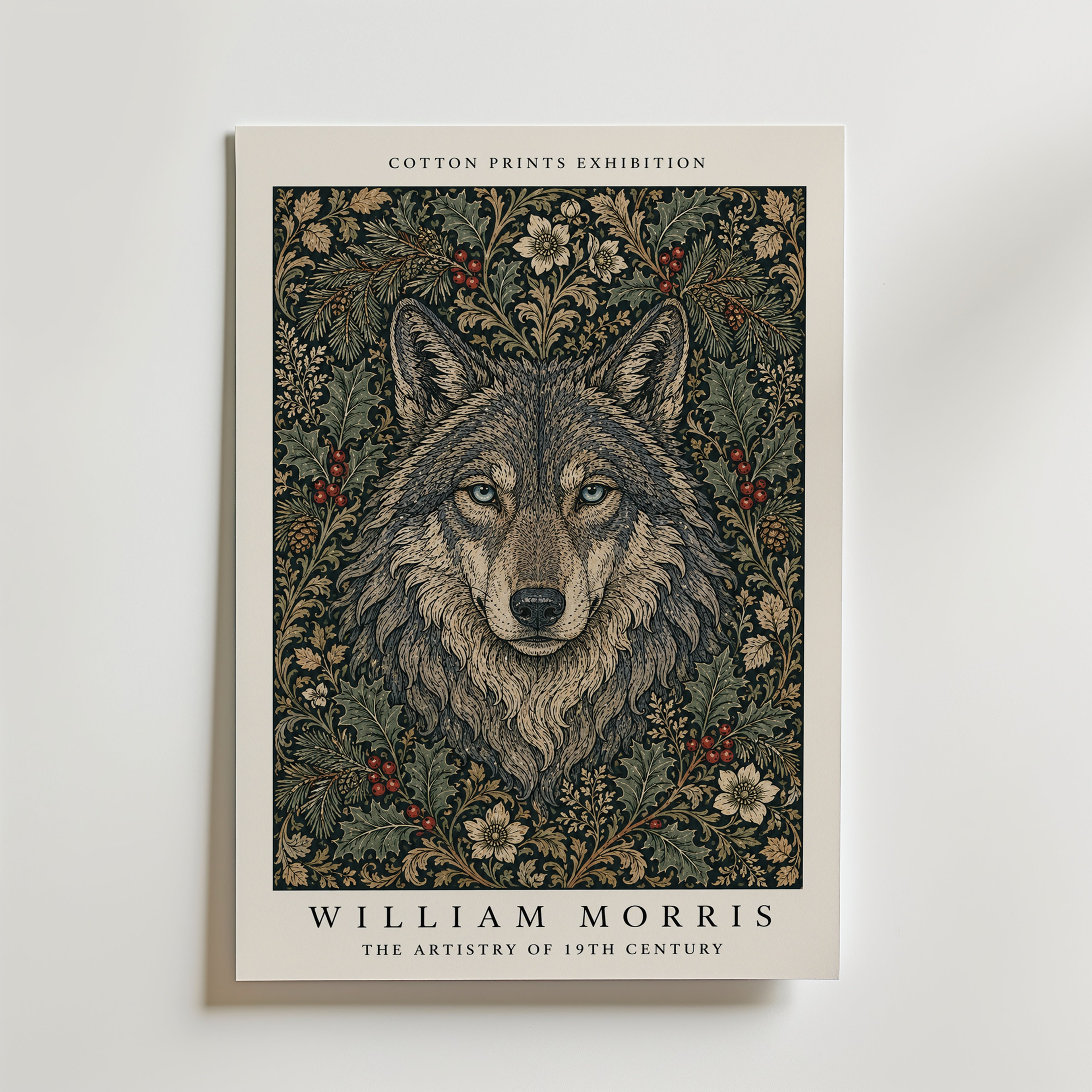 Wolf in the Holly William Morris Poster