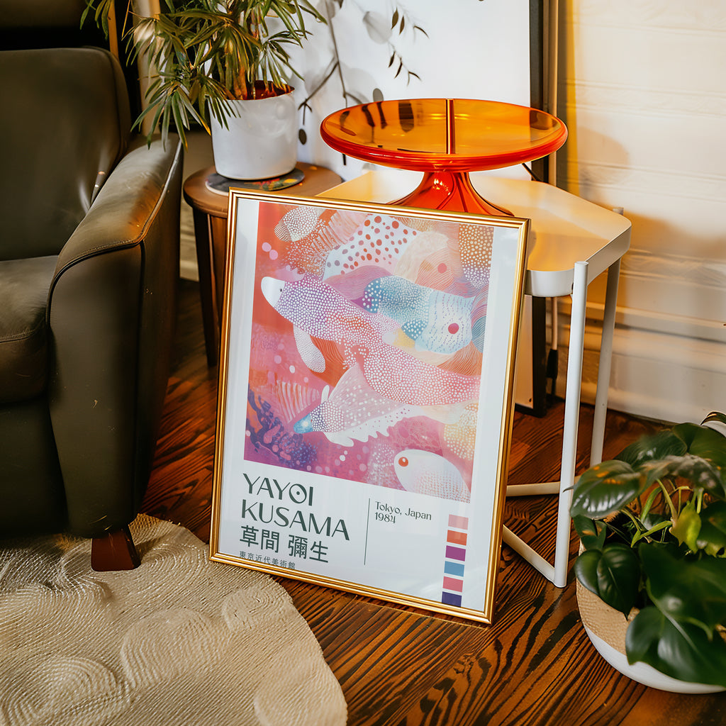 Yayoi Kusama Floating Koi Harmony Poster