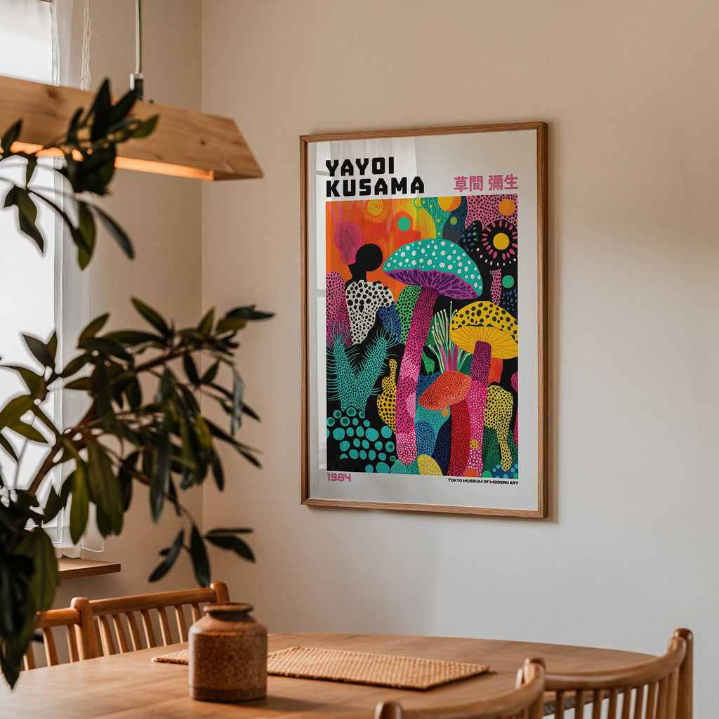 Yayoi Kusama Mushroom Garden Poster