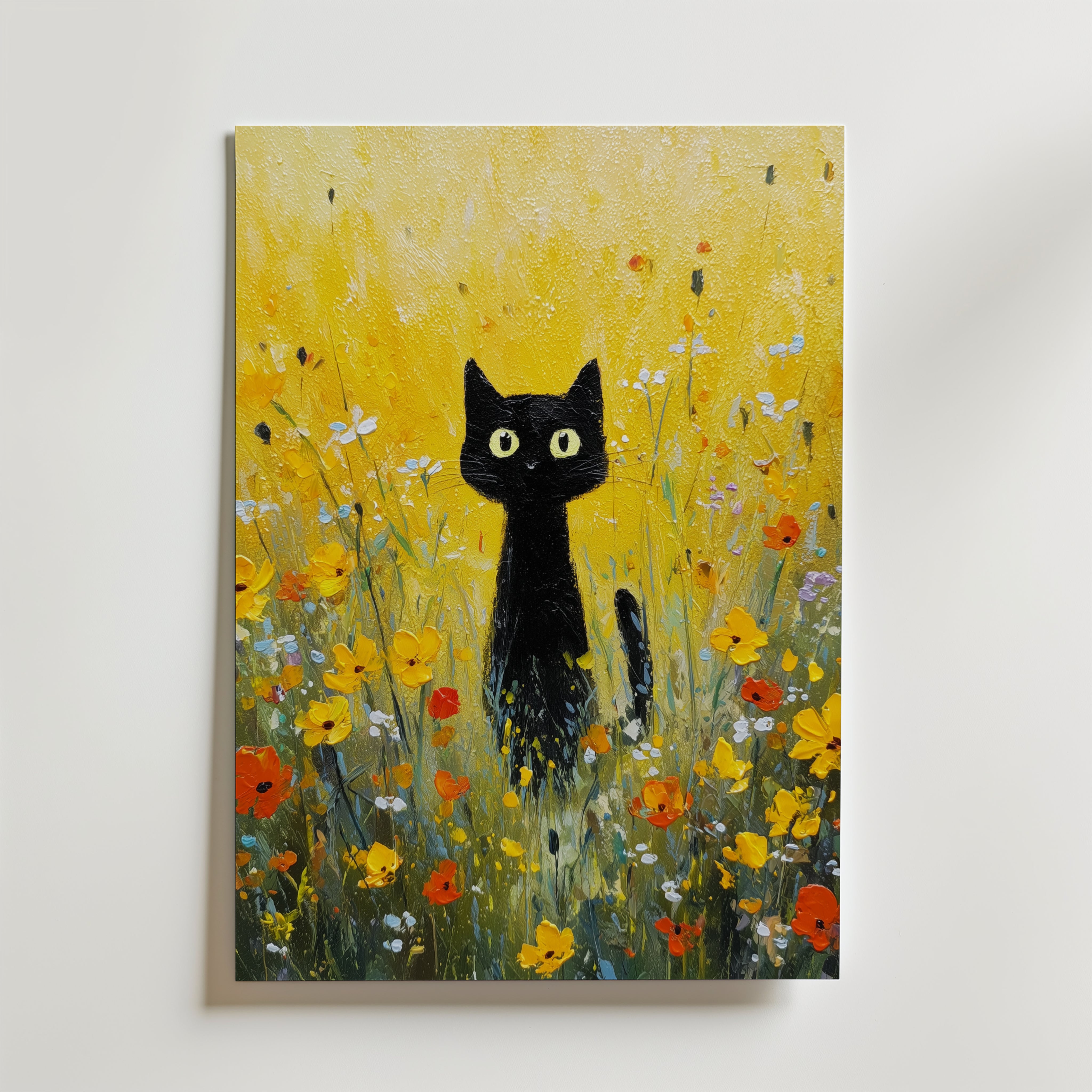 Golden Meadow Watcher – Affisch med katt – Bozetto