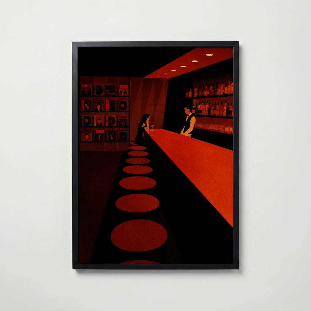Alone at the Bar Poster – svart ram