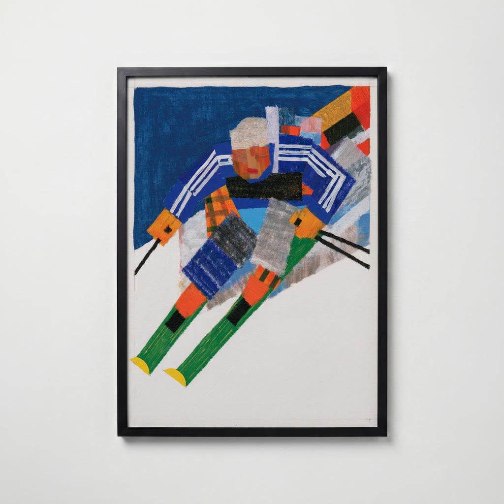 Alpine Descent Poster – svart ram