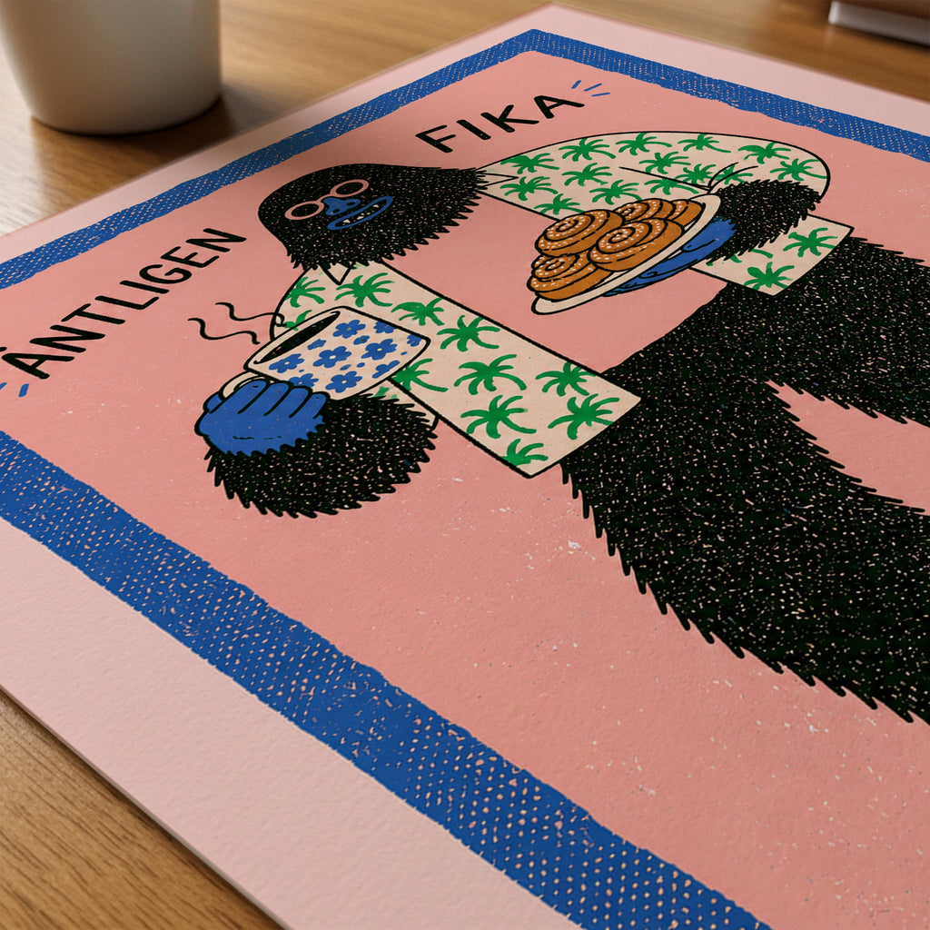 Äntligen Fika Poster – närbild på papper