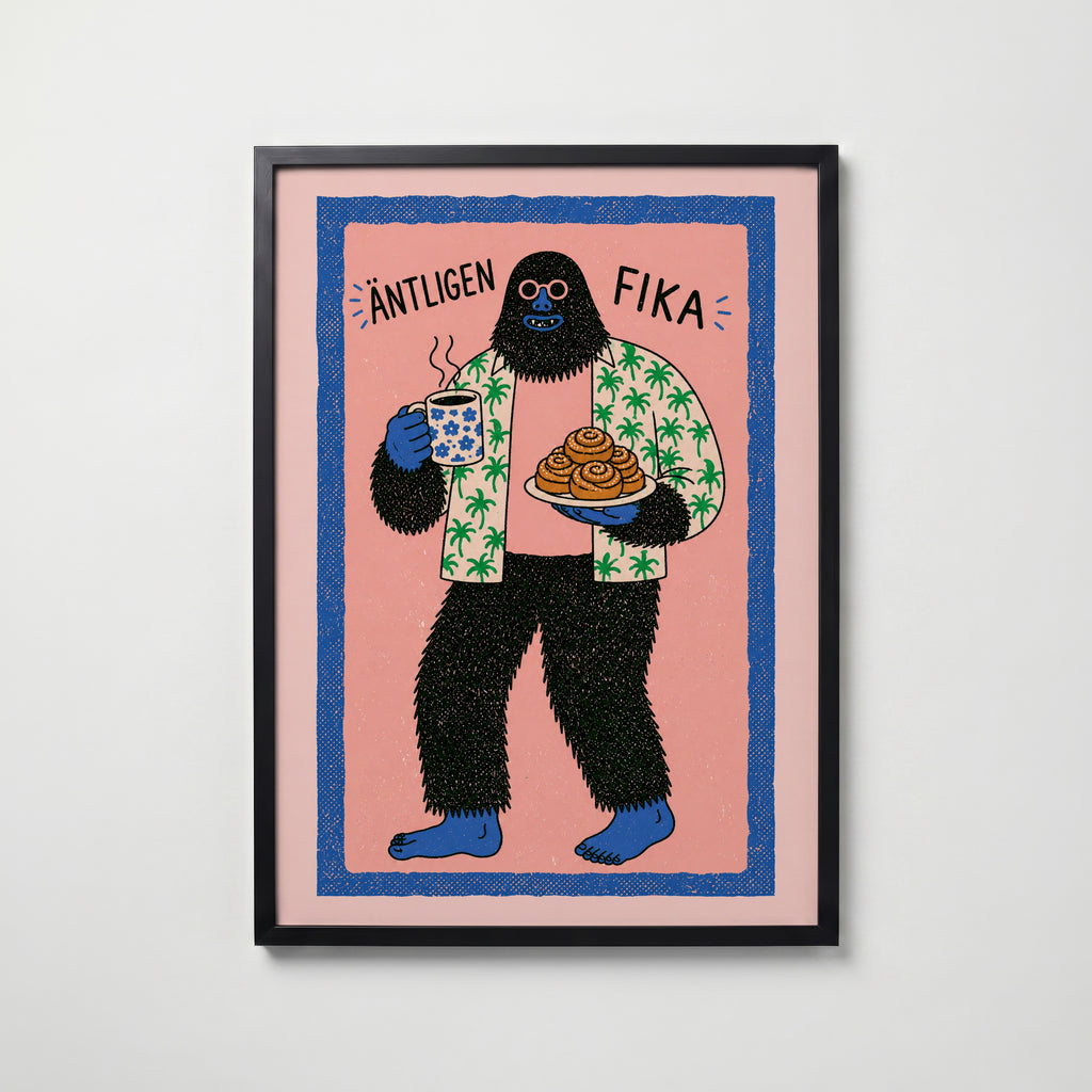 Äntligen Fika Poster – svart ram