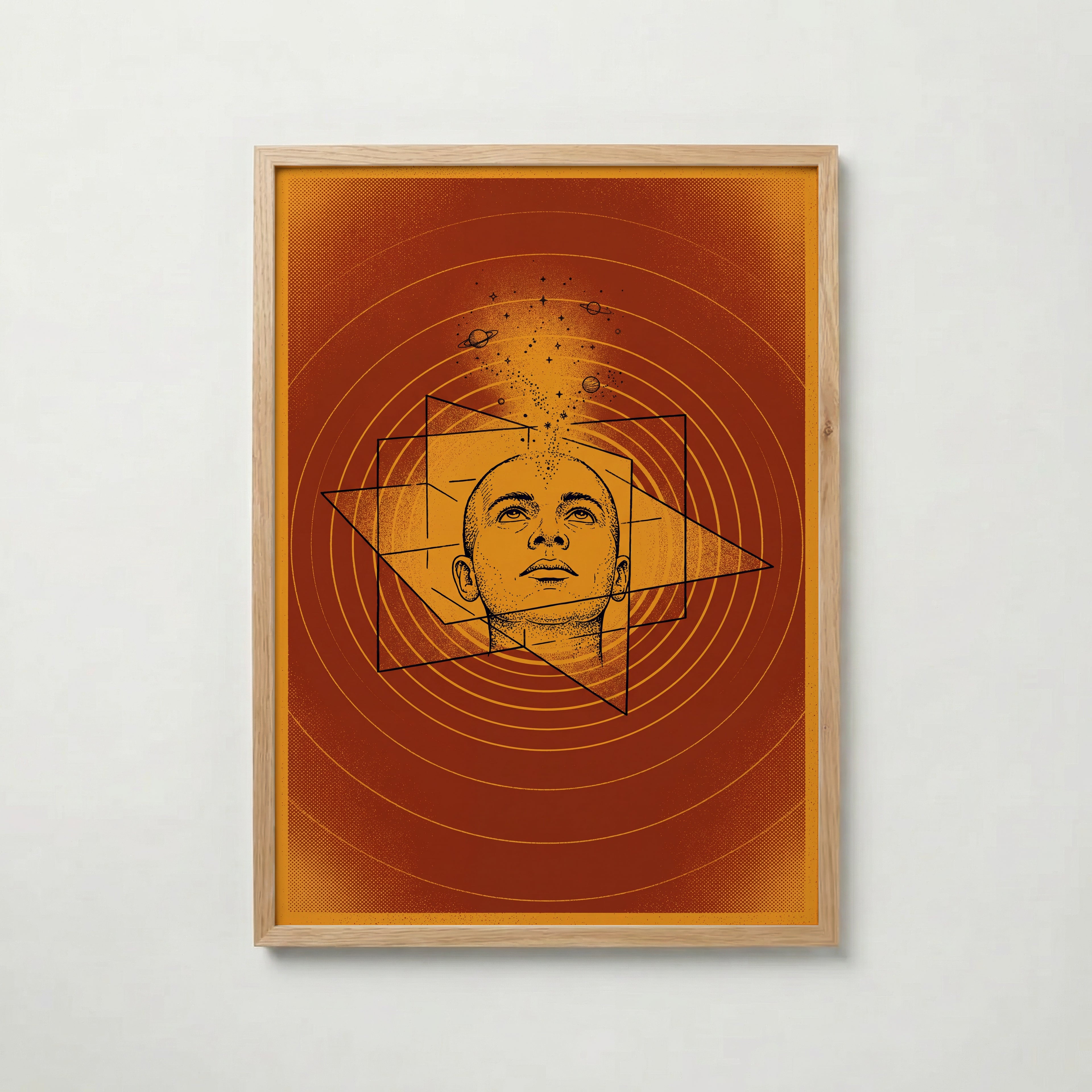 Celestial Mind Poster i ekram, mediterande huvud, tryckt i Sverige
