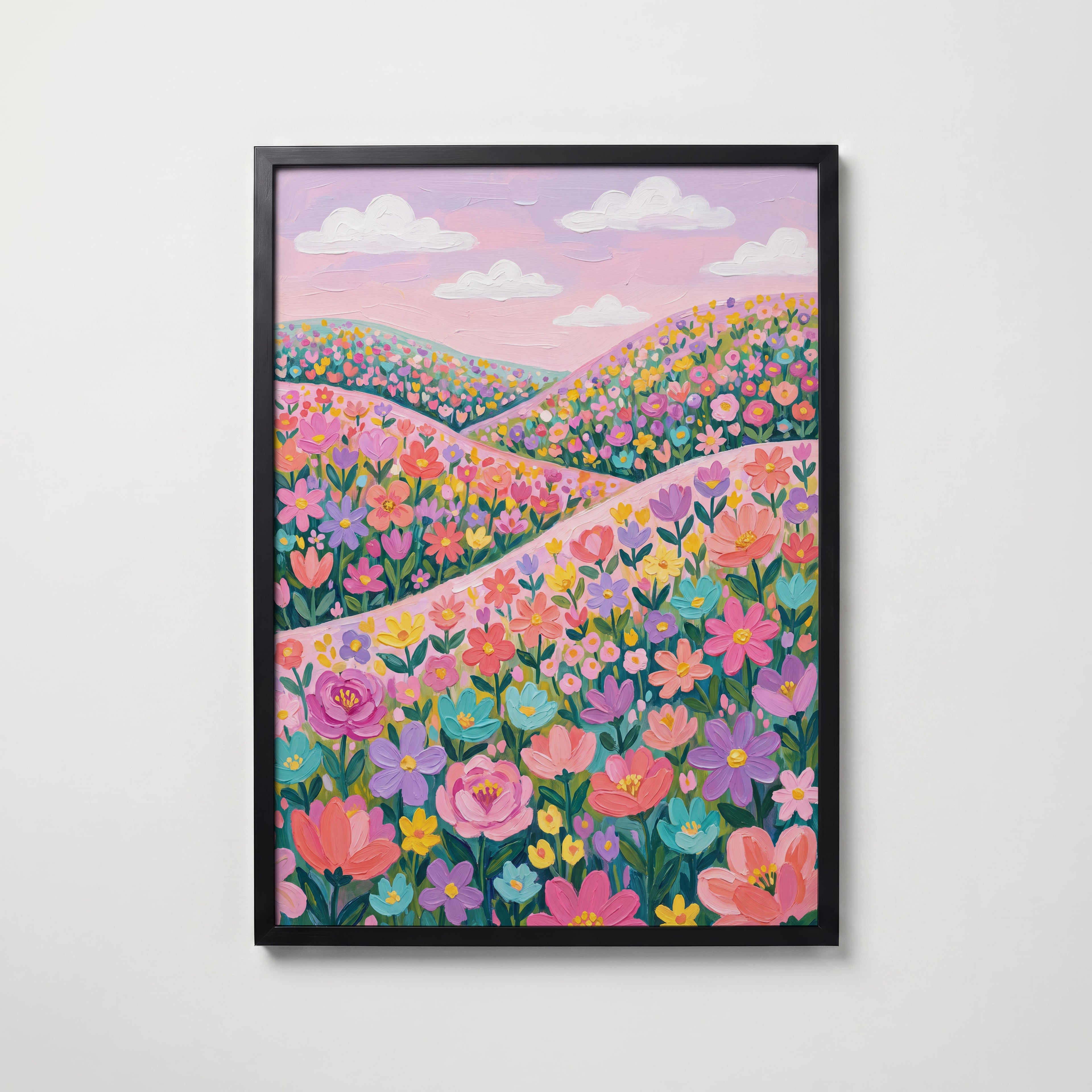 Blooming Hills Poster – svart ram