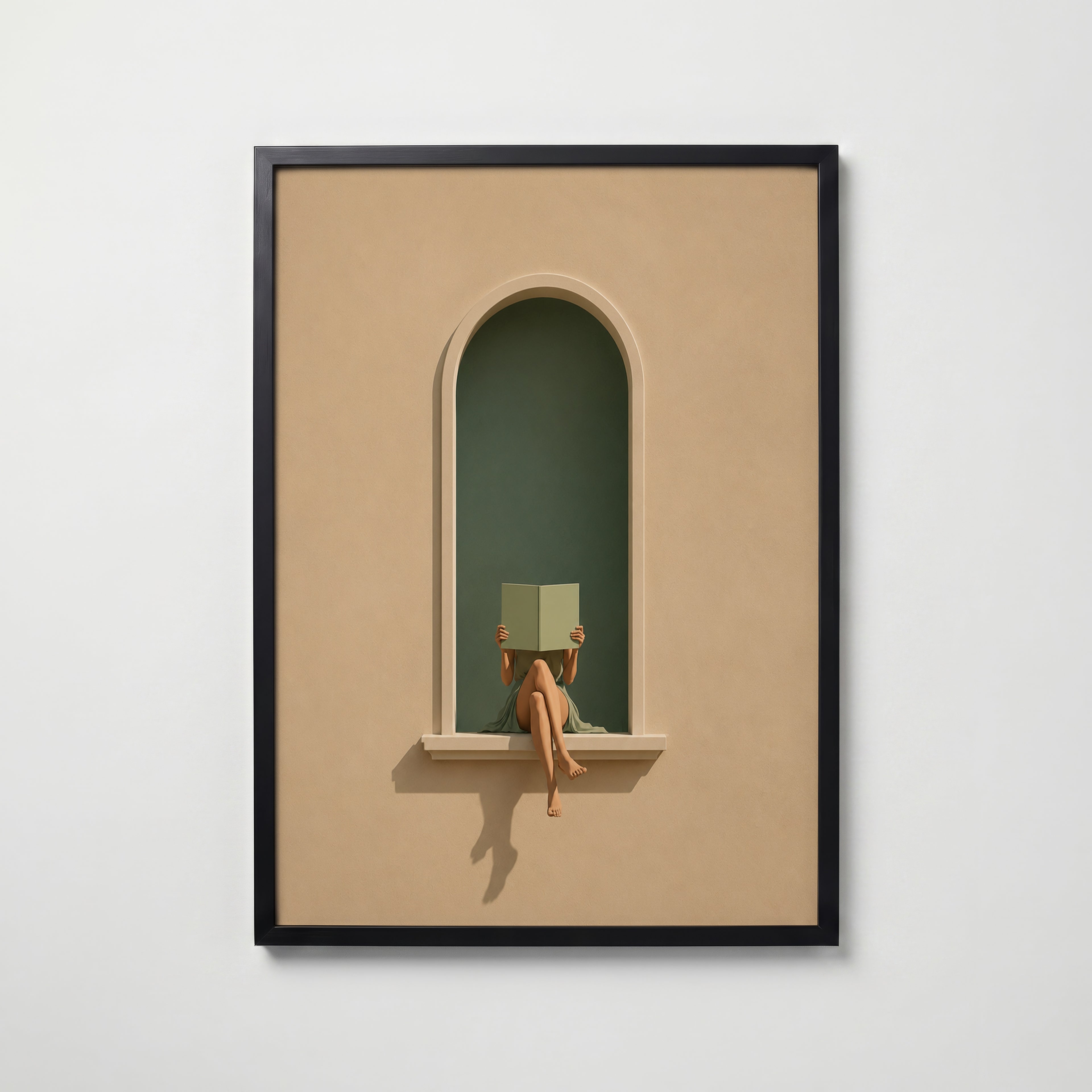 Elegant Book Reader Poster – svart ram