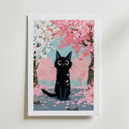 Cat in Apple Orchard Poster – med passepartout