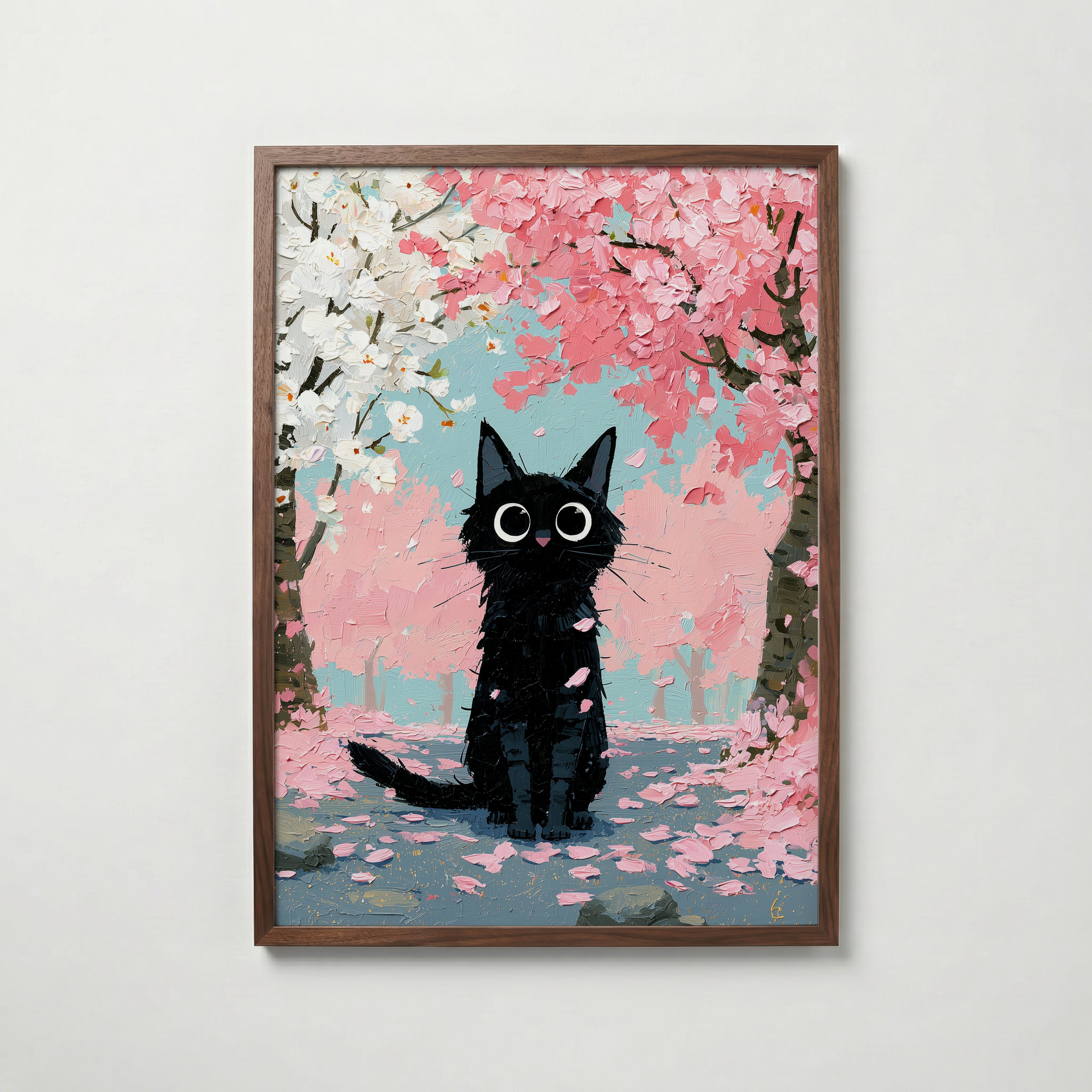 Cat in Apple Orchard Poster i valnotsram fran Bozetto