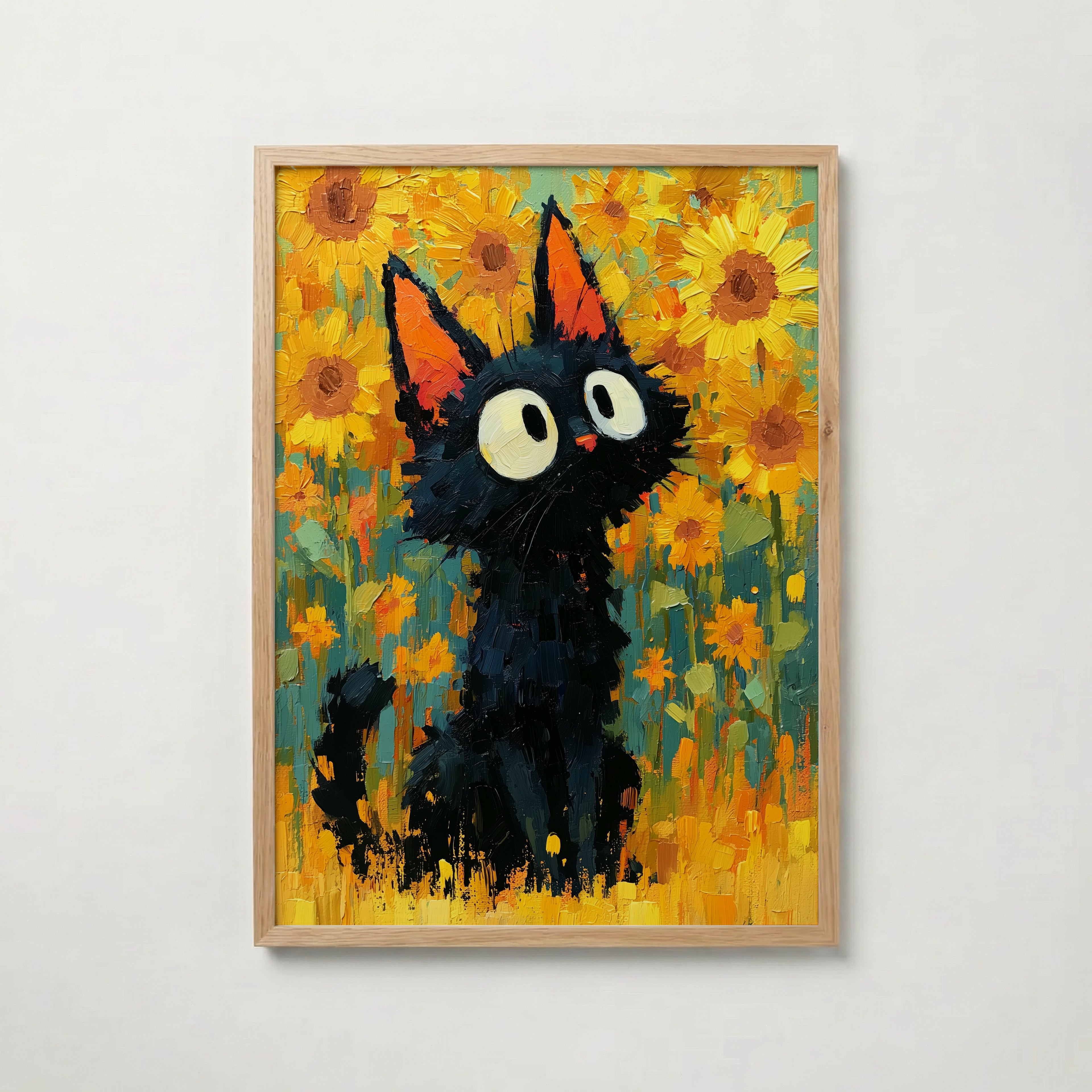 Cat in Sunflower Poster i ek-ram fran Bozetto