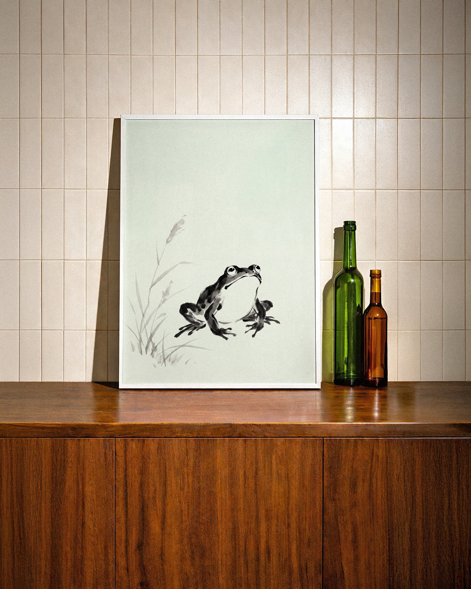 Celadon Frog Poster i vardagsrum – lugn grodakonst, leverans 1–3 dagar
