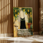 Cat in Lemon Garden Poster i stilren miljö – Bozetto