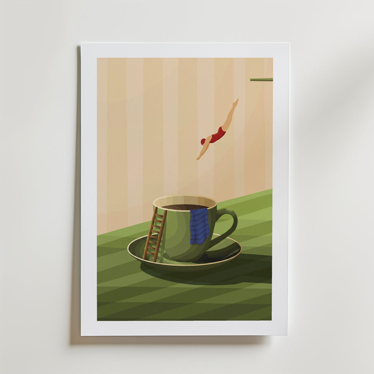 Coffee Dive Poster – med passepartout