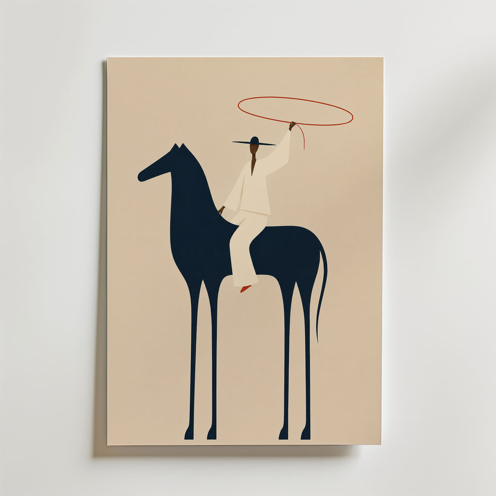 Minimalistic Cowboy Poster – canvas utan passepartout