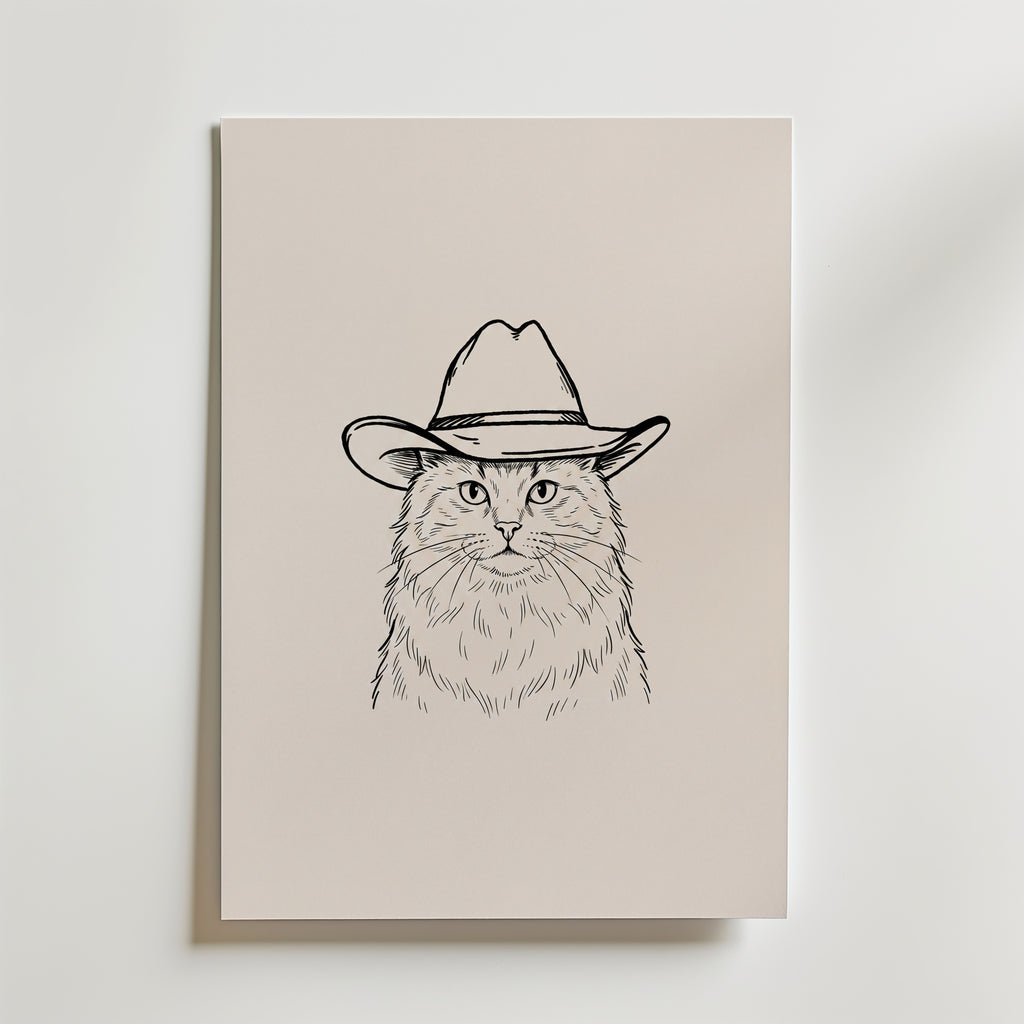 Cowboy Cat Poster – canvas utan passepartout