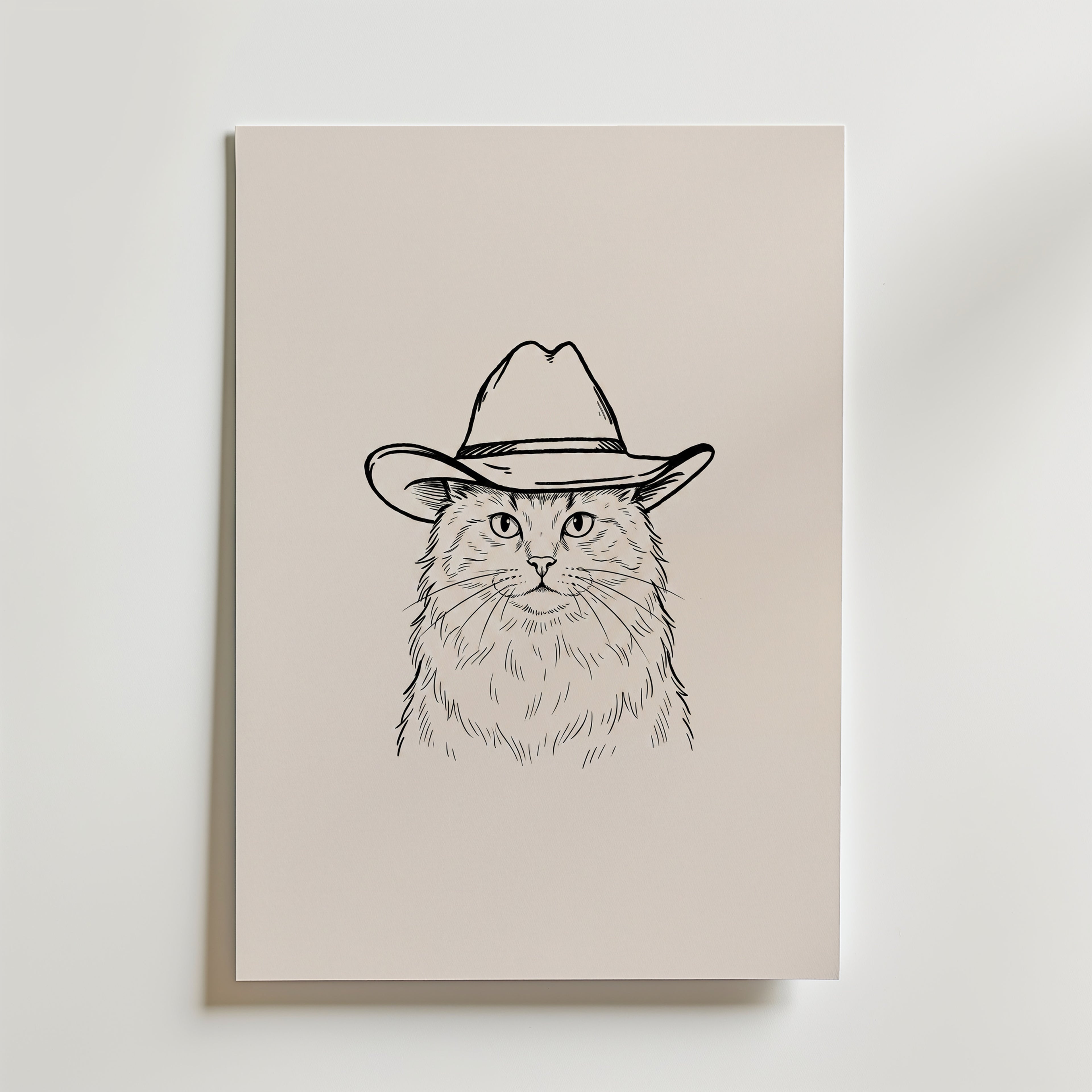 Cowboy Cat Poster – canvas utan passepartout