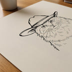Cowboy Cat Poster – närbild på papper