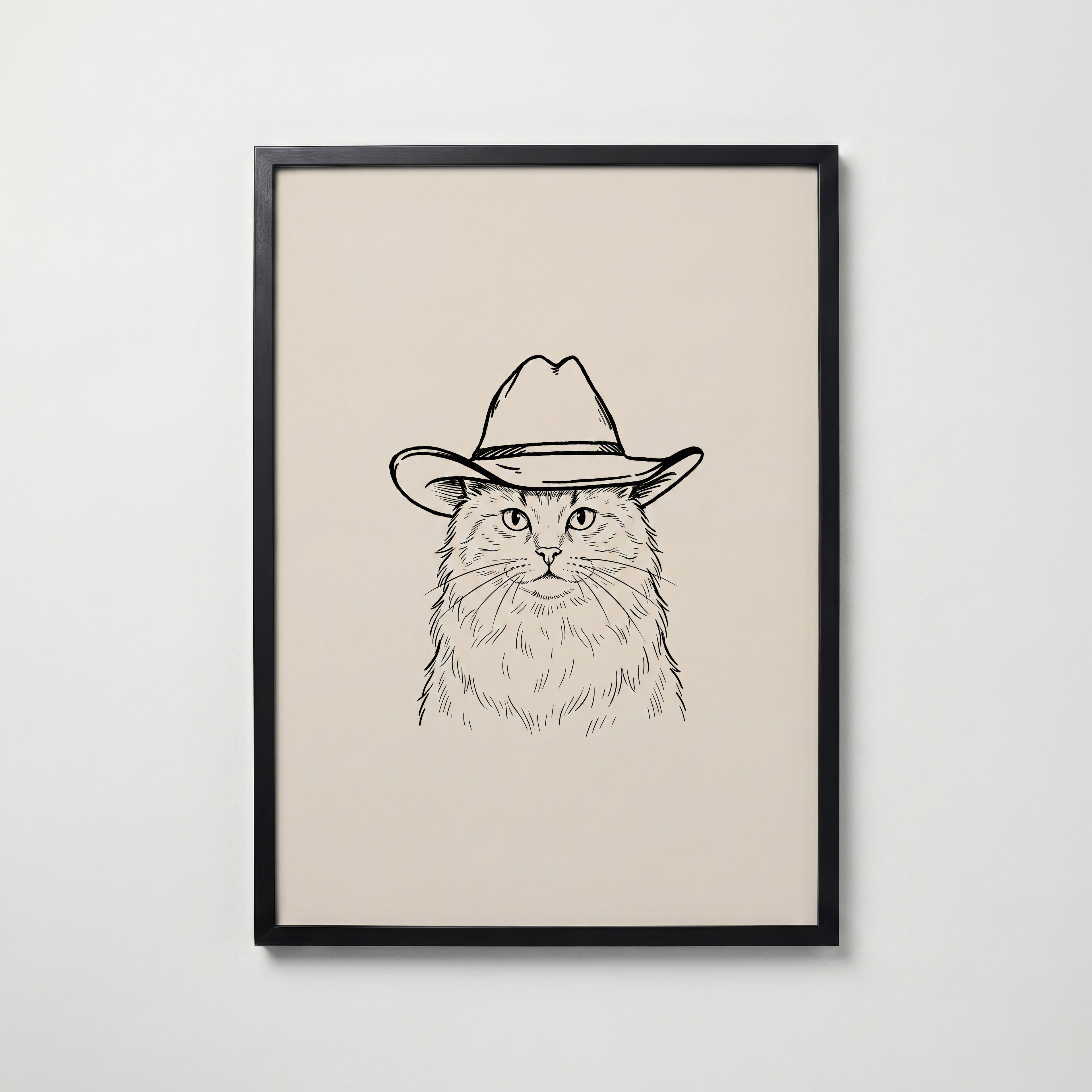 Cowboy Cat Poster – svart ram