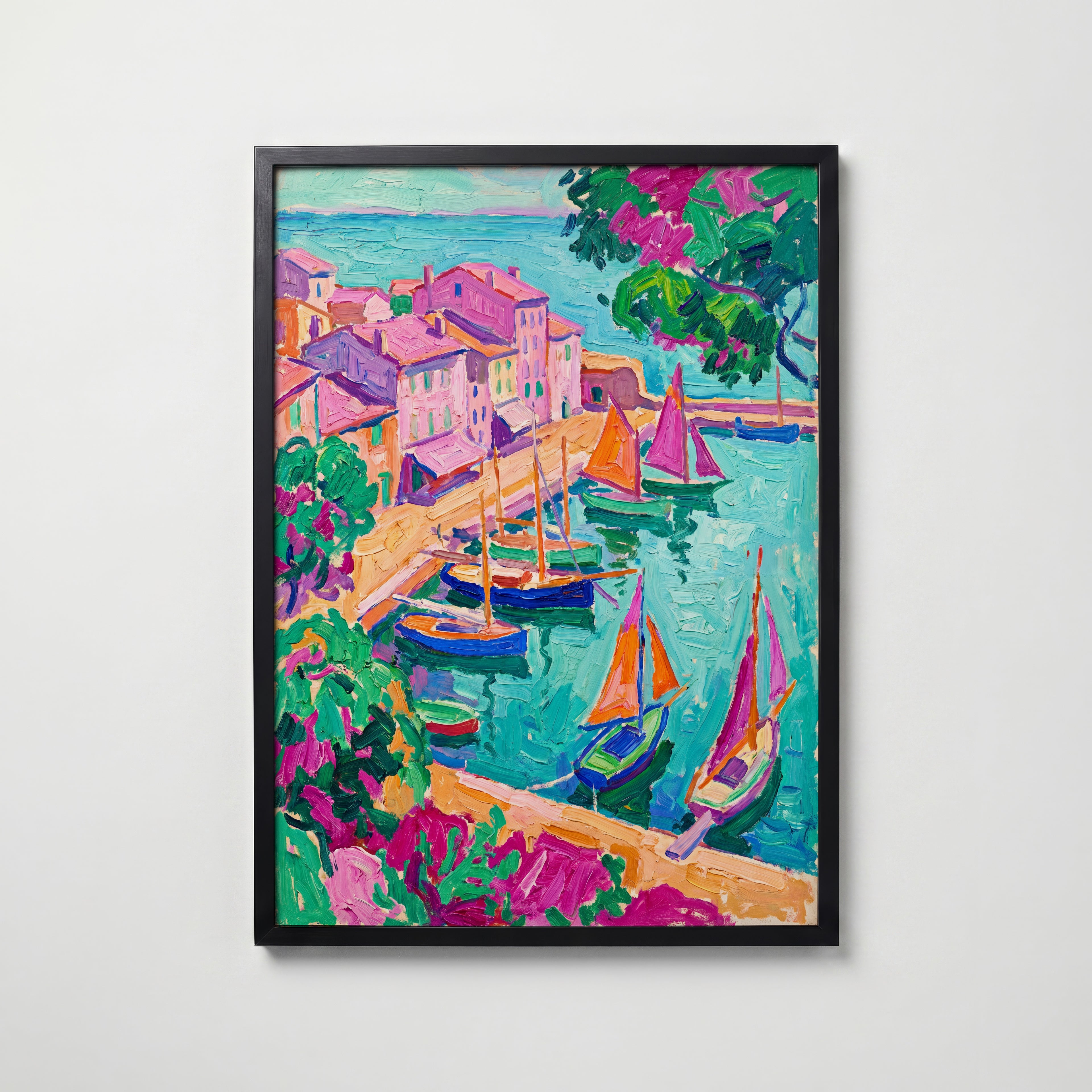 Fauvist Harbour Poster – svart ram