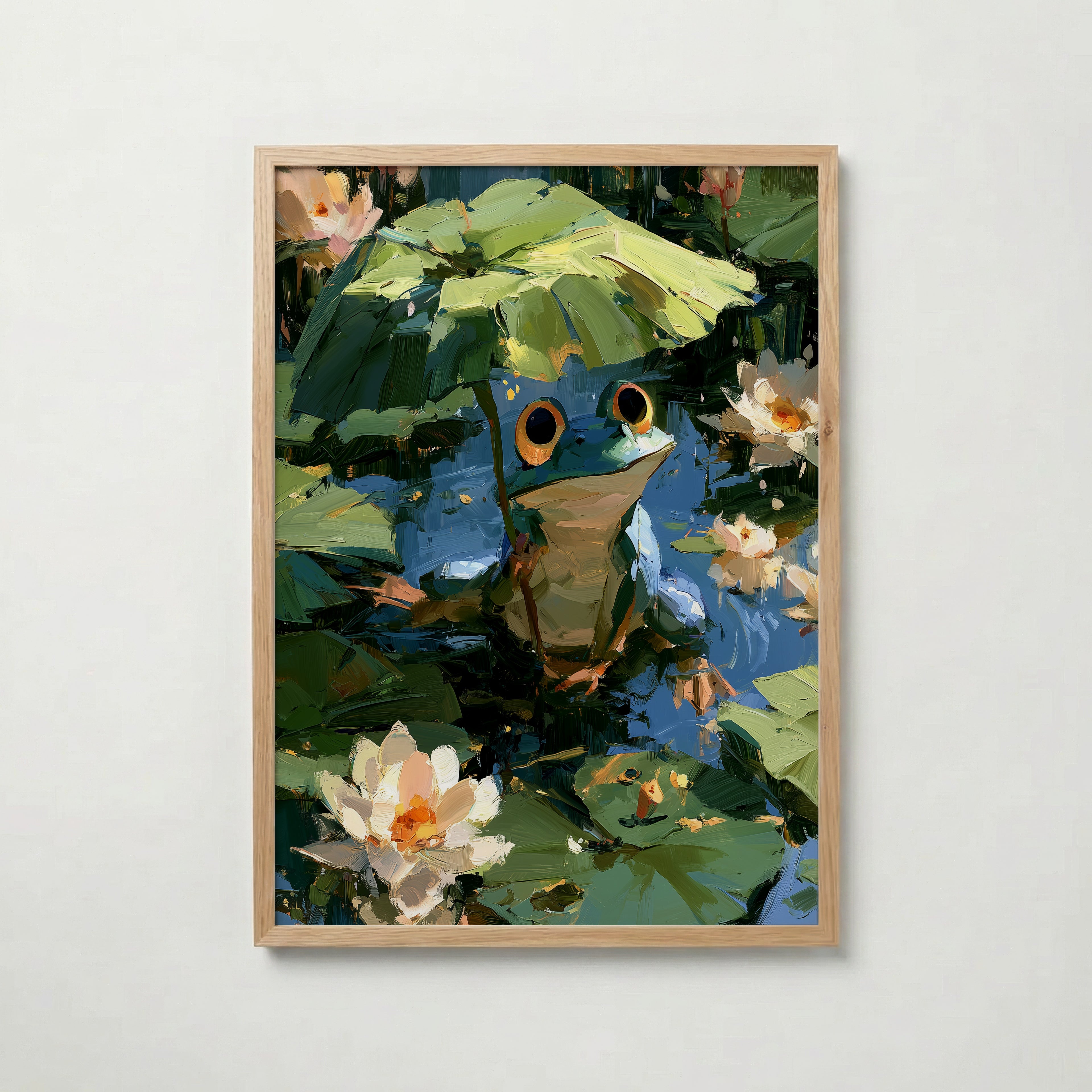 Frog in the Lily Pond Poster i ek-ram fran Bozetto