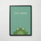 Just Vibing Frog Poster – svart ram