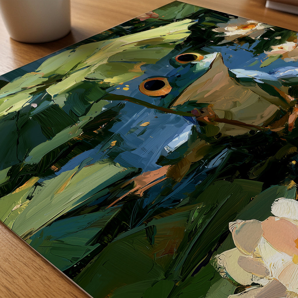 Frog in the Lily Pond Poster i ram på skrivbord - Bozetto