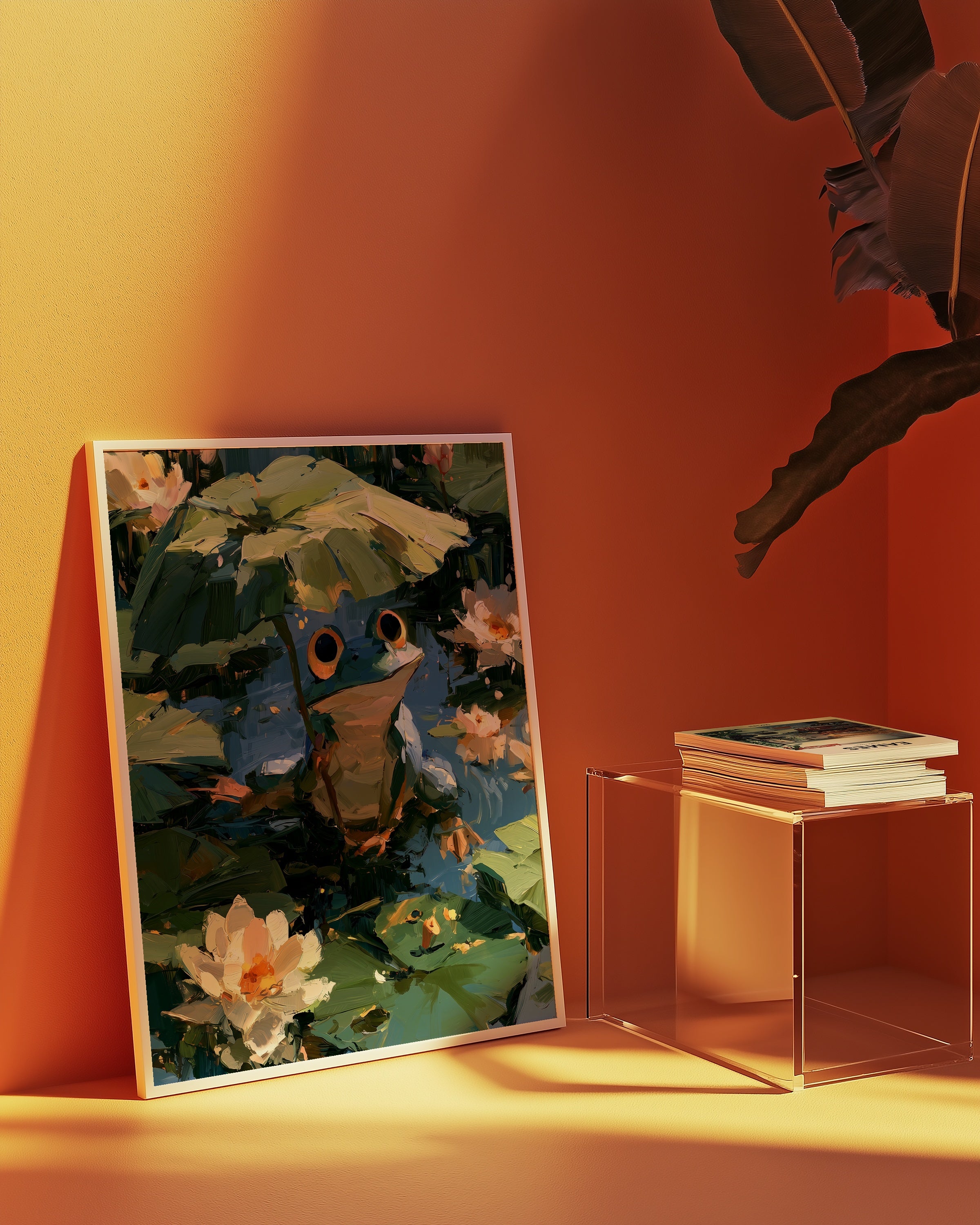 Frog in the Lily Pond Poster i ram i stilren miljö