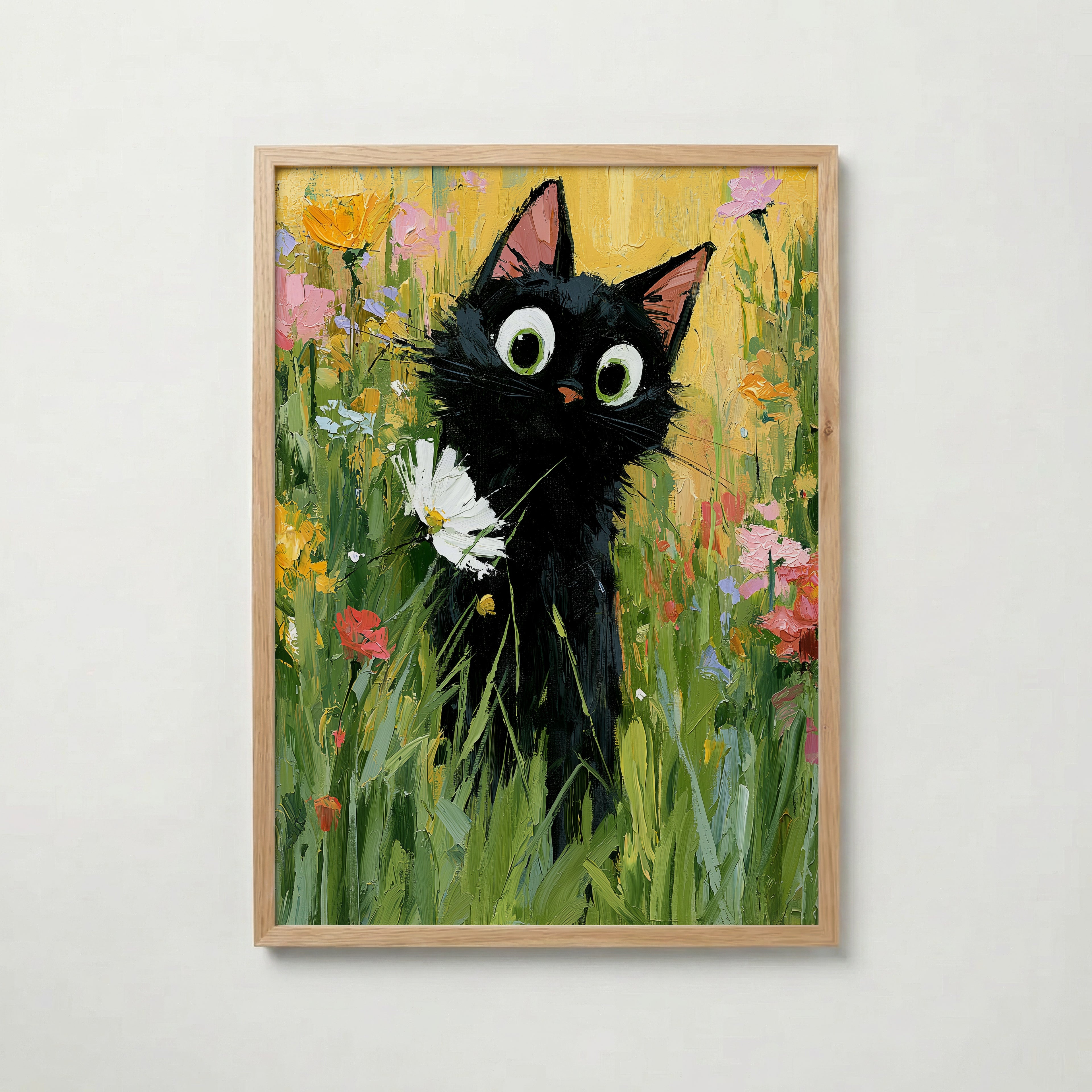 Garden Cat with White Flower Poster i ek-ram fran Bozetto