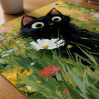 Garden Cat with White Flower Poster på skrivbord - Bozetto